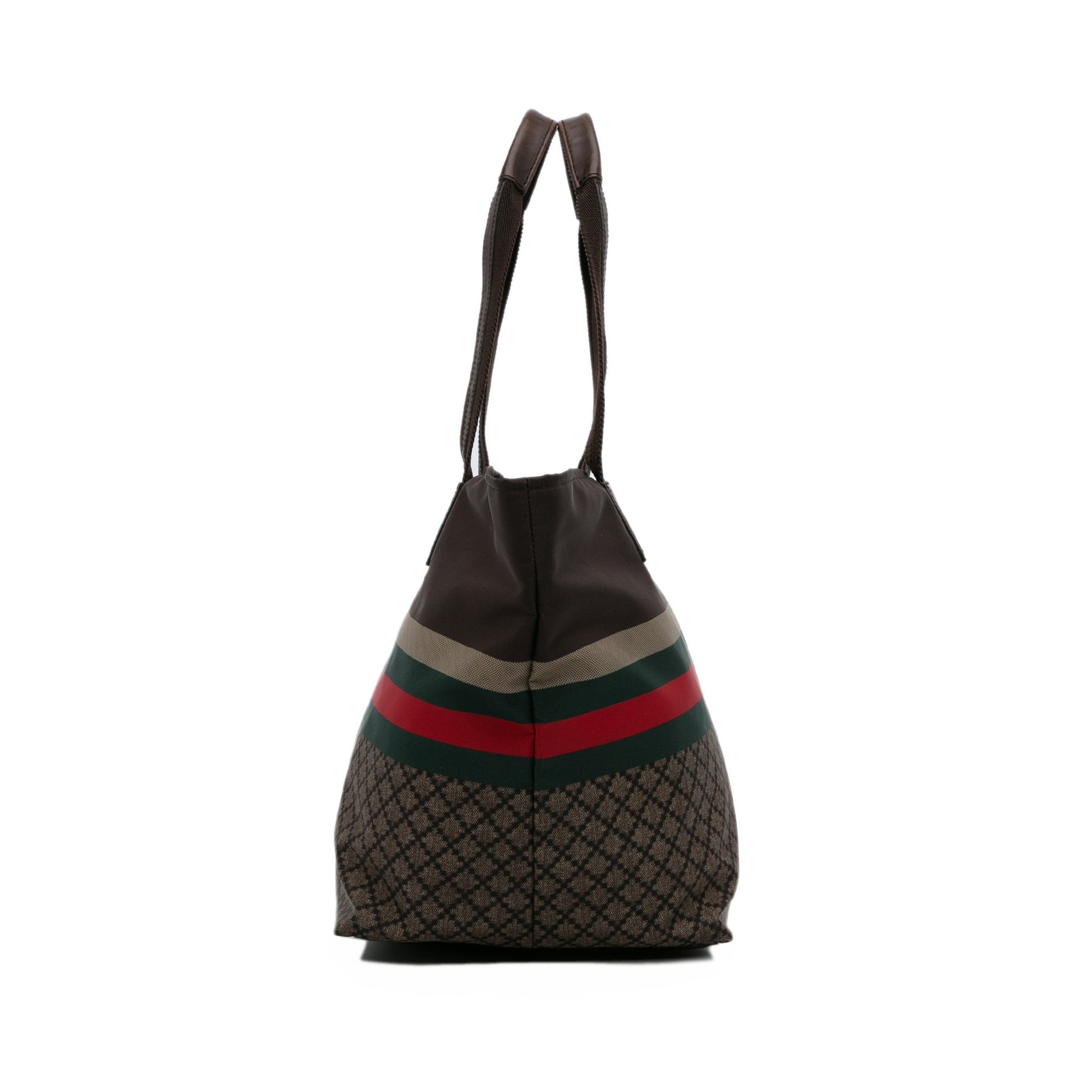 Gucci Web Brown Canvas Nylon Tote