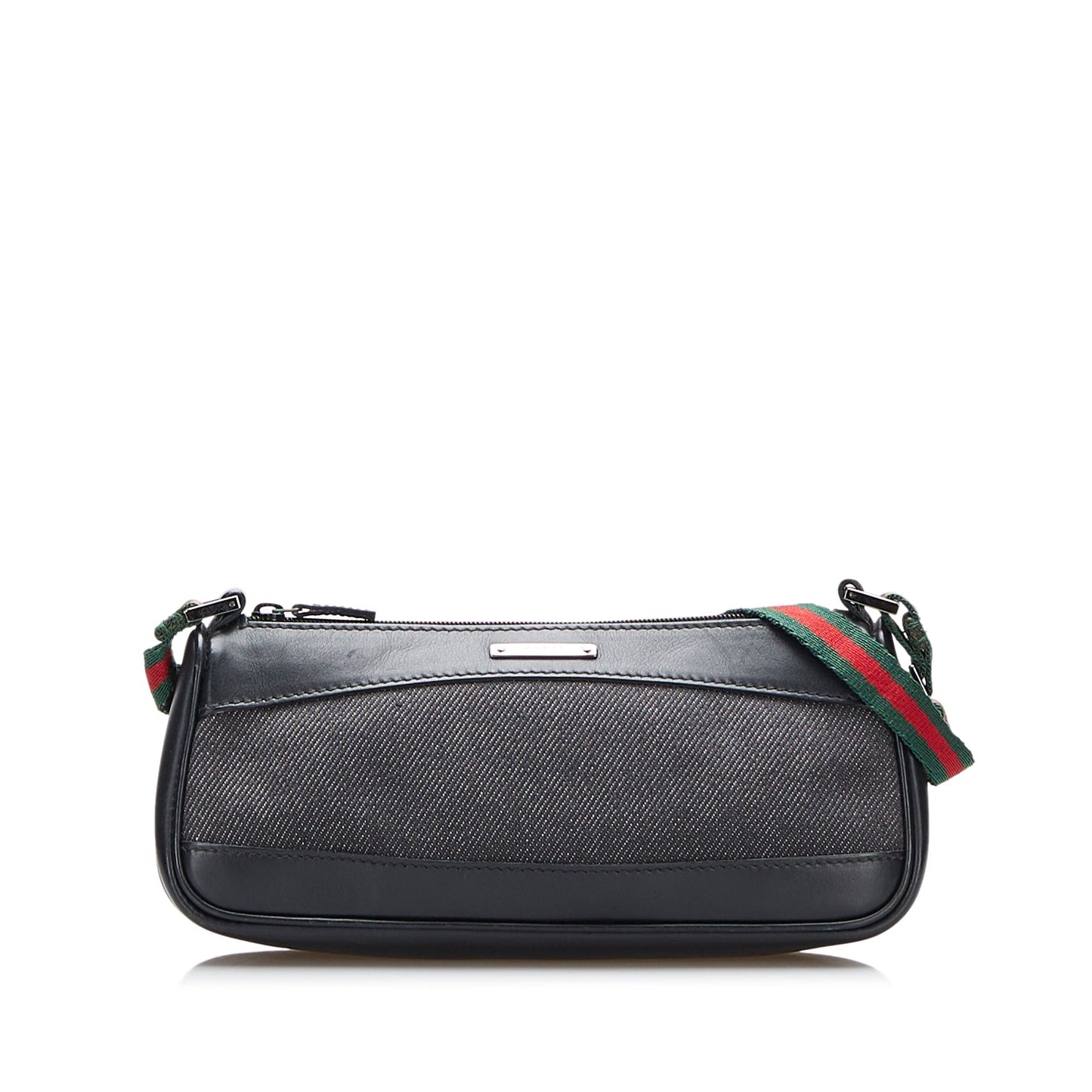 Gucci Web Black Leather Canvas Handbag