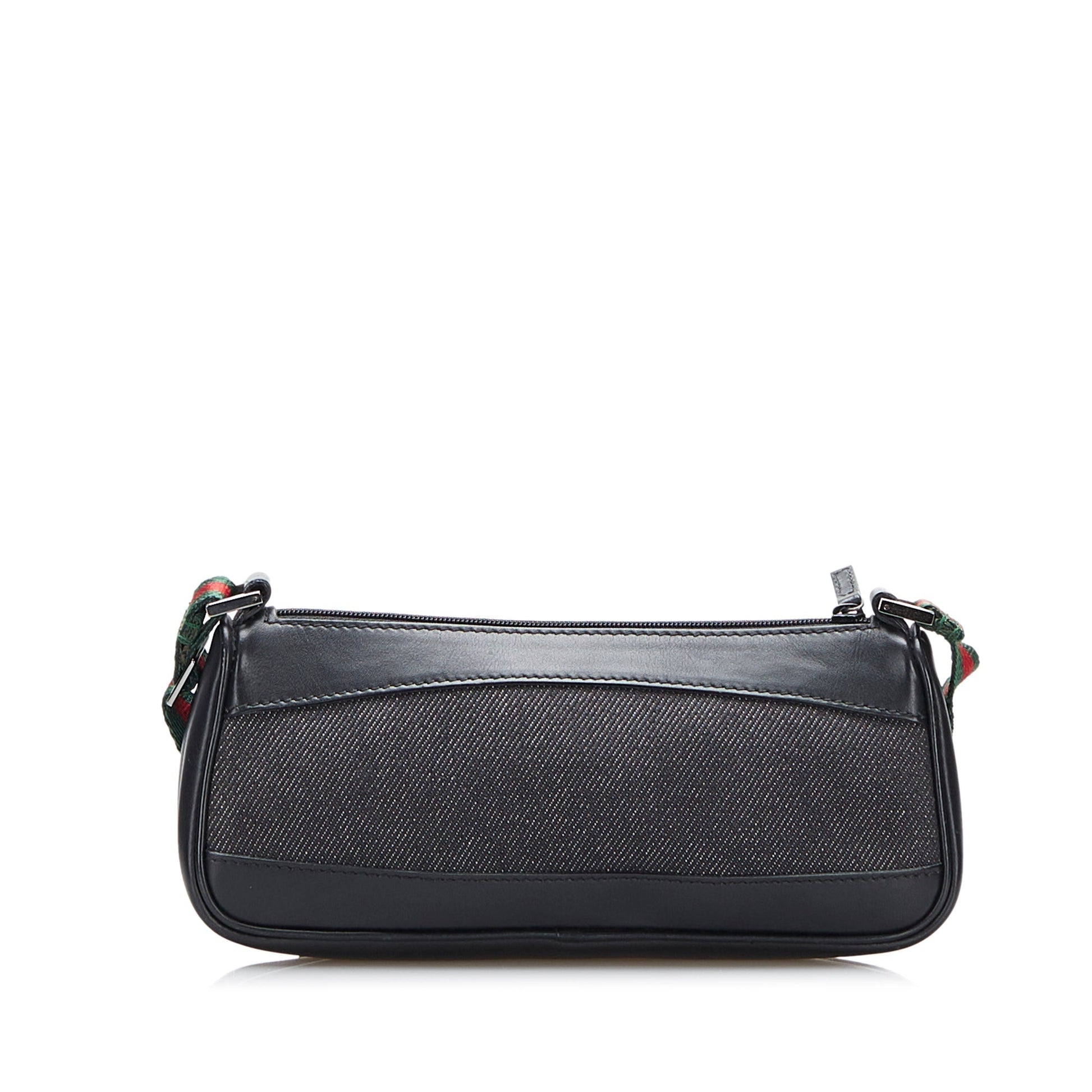 Gucci Web Black Leather Canvas Handbag