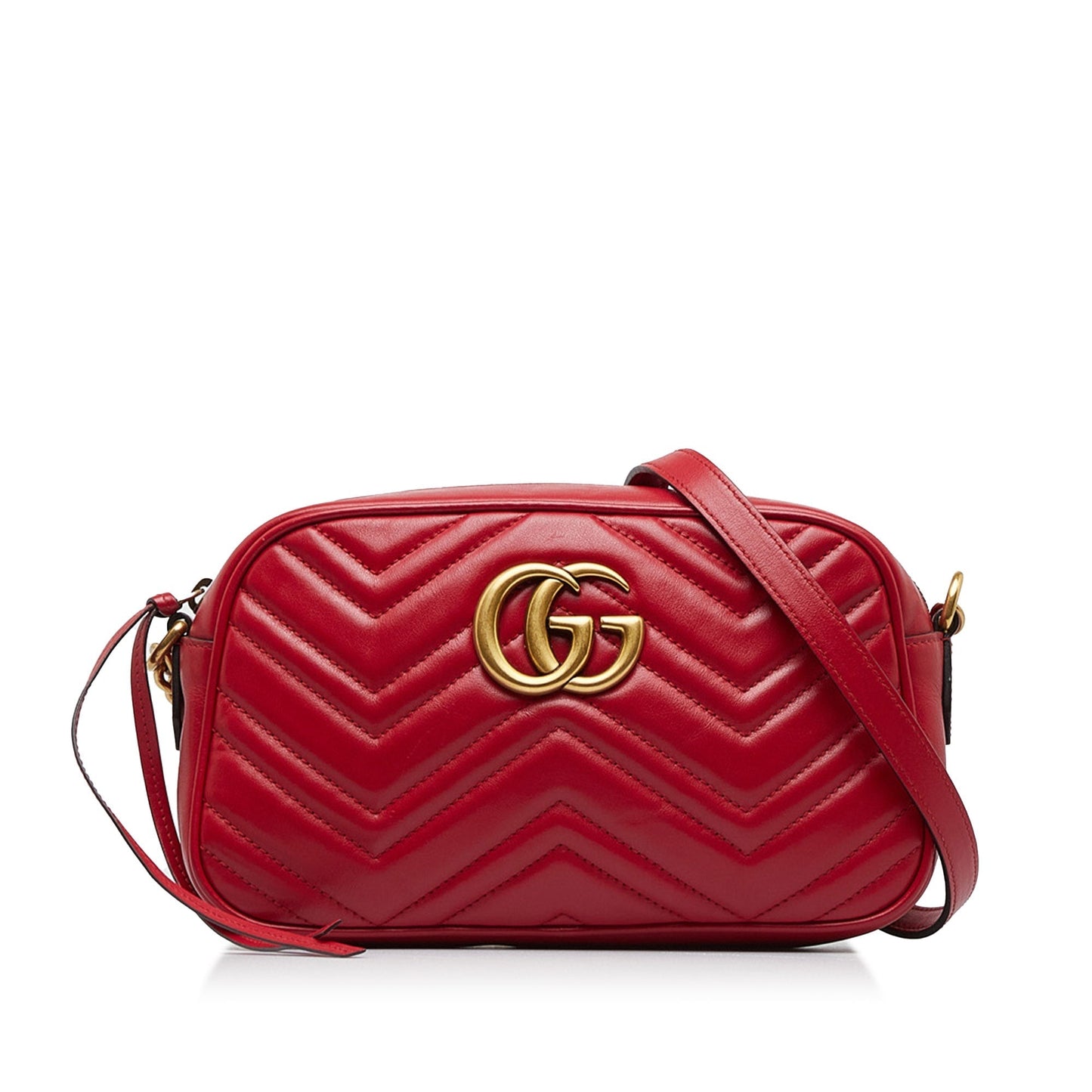 Gucci GG Marmont Red Leather Quilted Crossbody Style 1