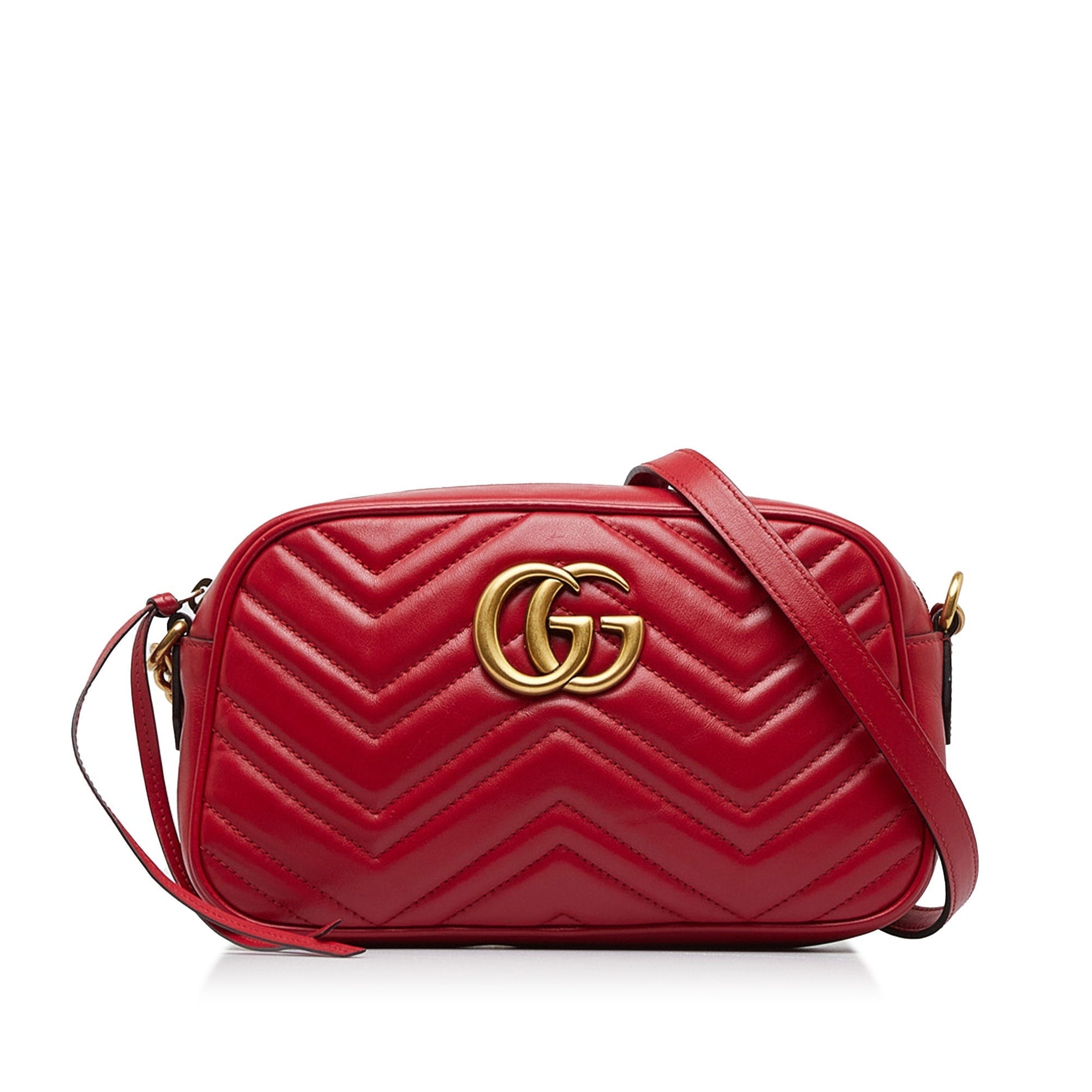 Gucci GG Marmont Red Leather Quilted Crossbody Style 1