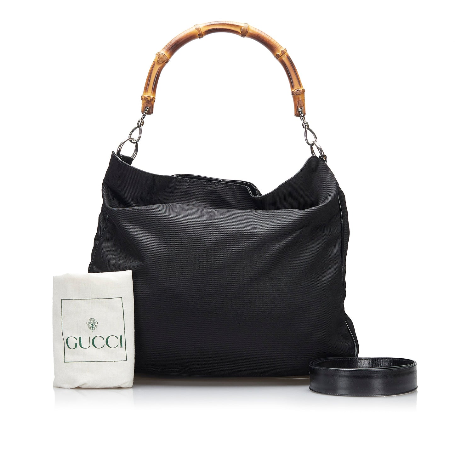 Gucci Bamboo Leather Nylon Satchel