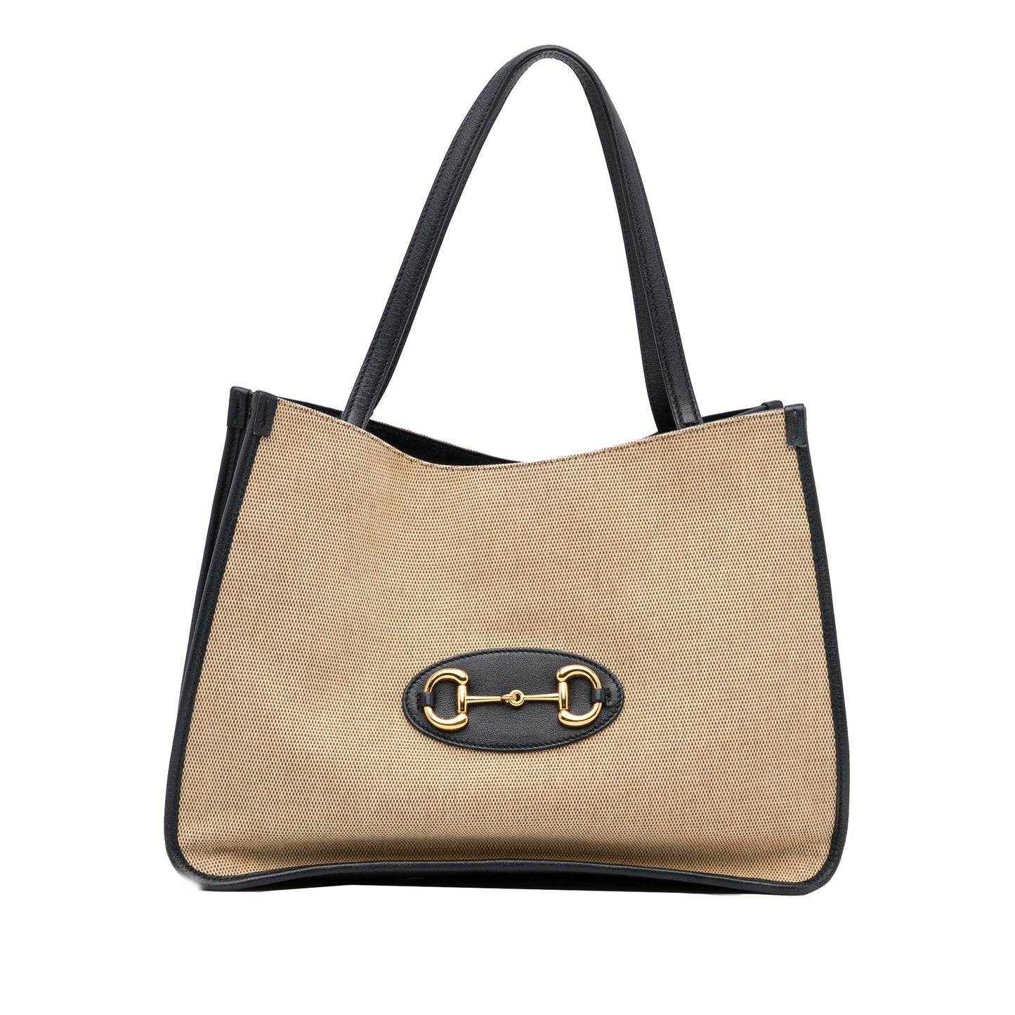 Gucci Horsebit Brown Leather Canvas Tote Style 4