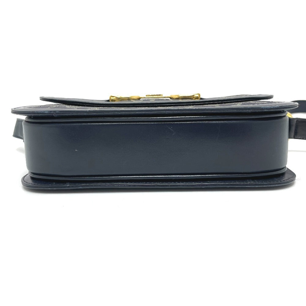 CELINE Shoulder Bag Canvas / leather Navy Macadam Carriage Metal Shoulder Bag Women Secondhand