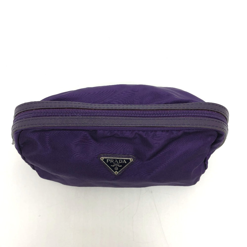 PRADA Pouch Nylon purple Triangle logo accessory case Women