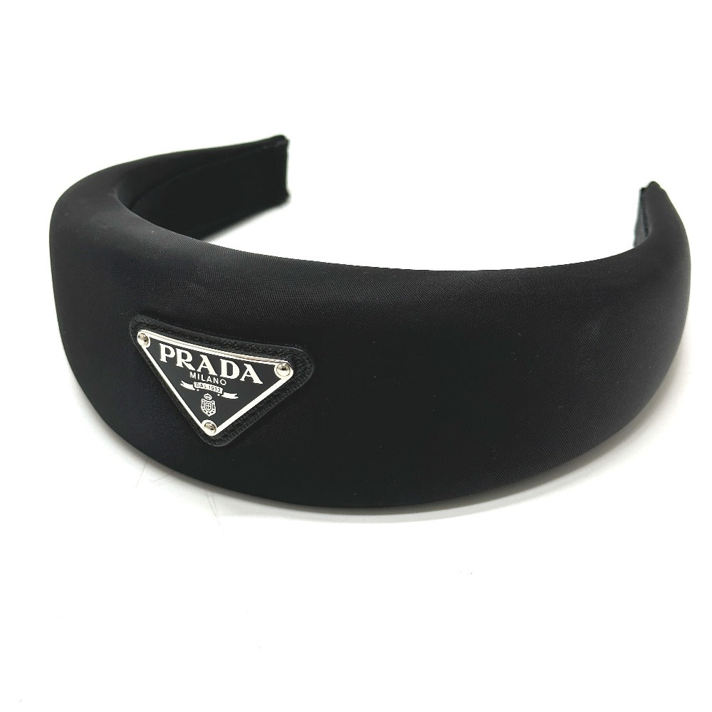 PRADA hair accessory Nylon black Triangle logo hair accessory Women