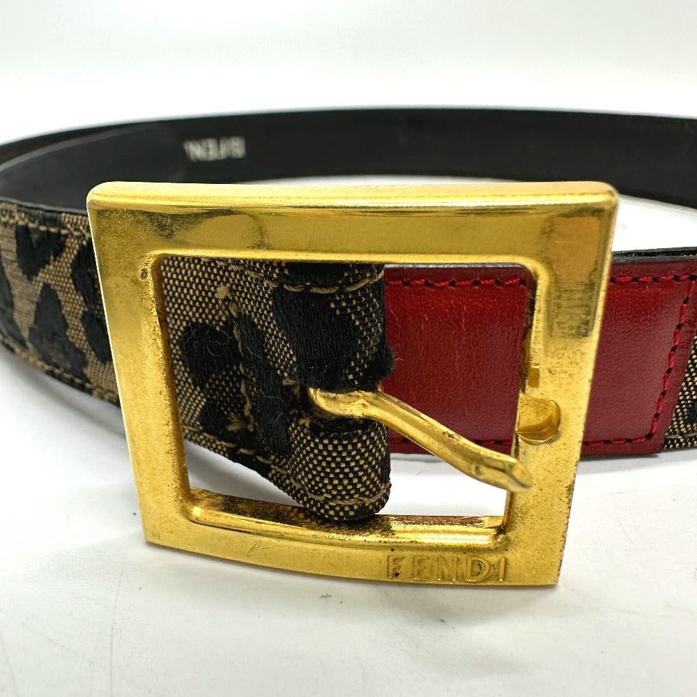 FENDI belt Canvas / leather Brown / Red Leopard Women 33