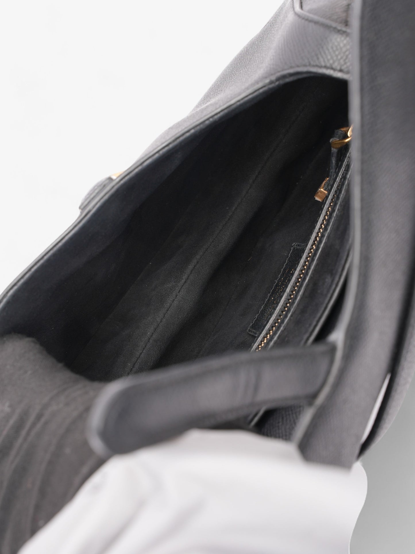 Christian Dior Saddle Bag Black Goatskin Leather