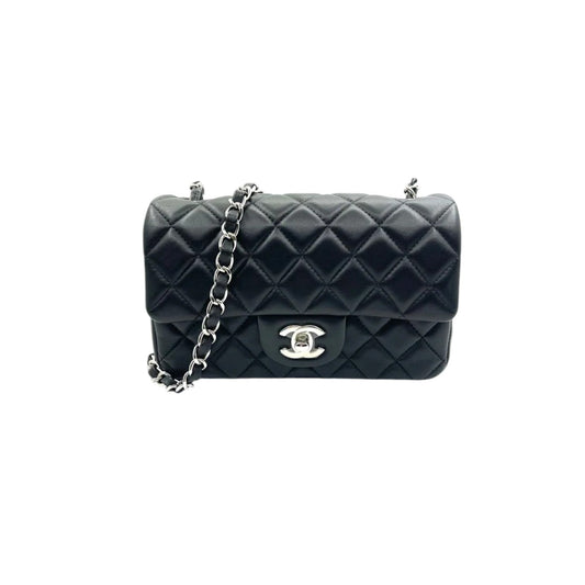 Chanel Rectangular Flap Mini Lambskin Quilted Black SHW