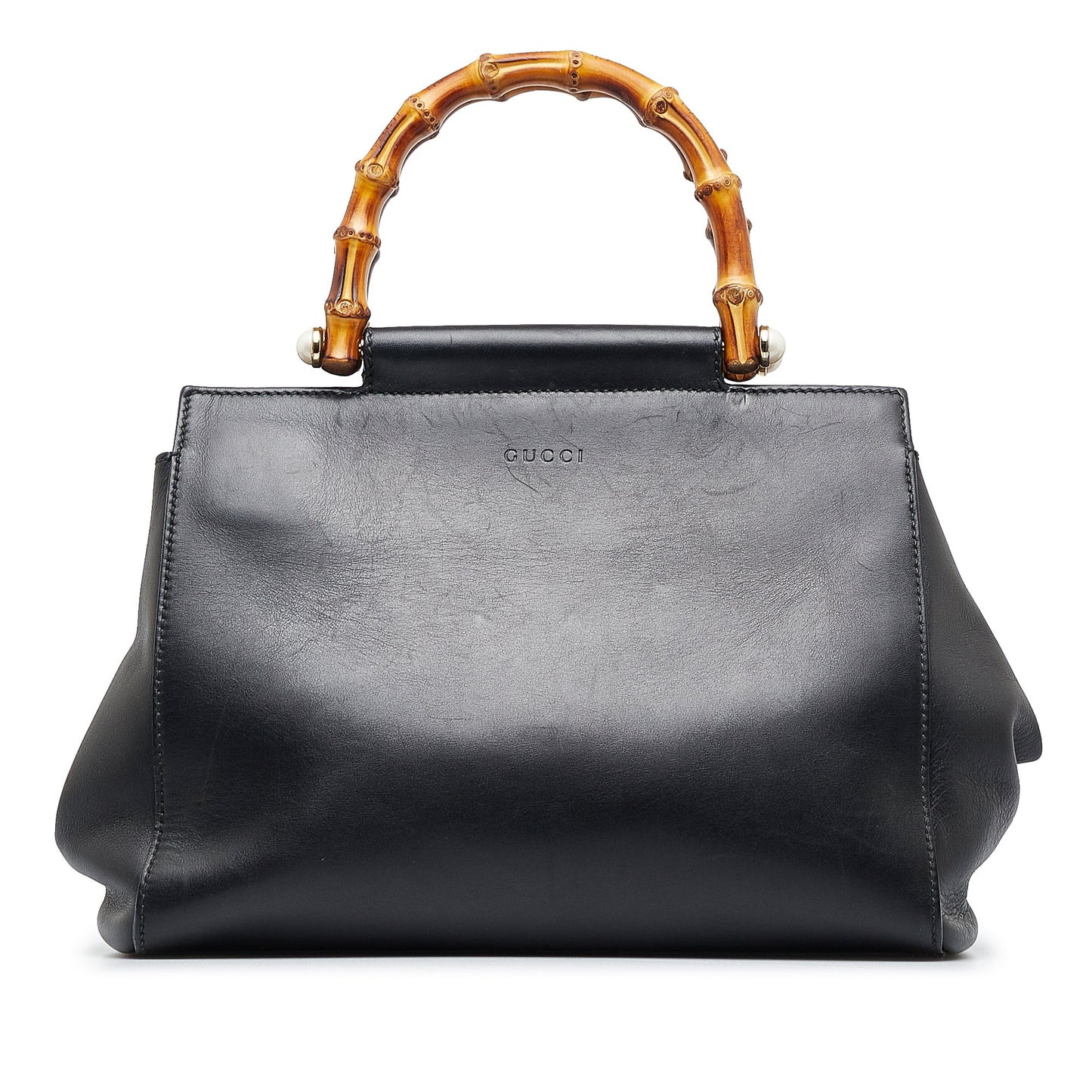 Gucci Bamboo Black Leather Shoulder Bag Style 1