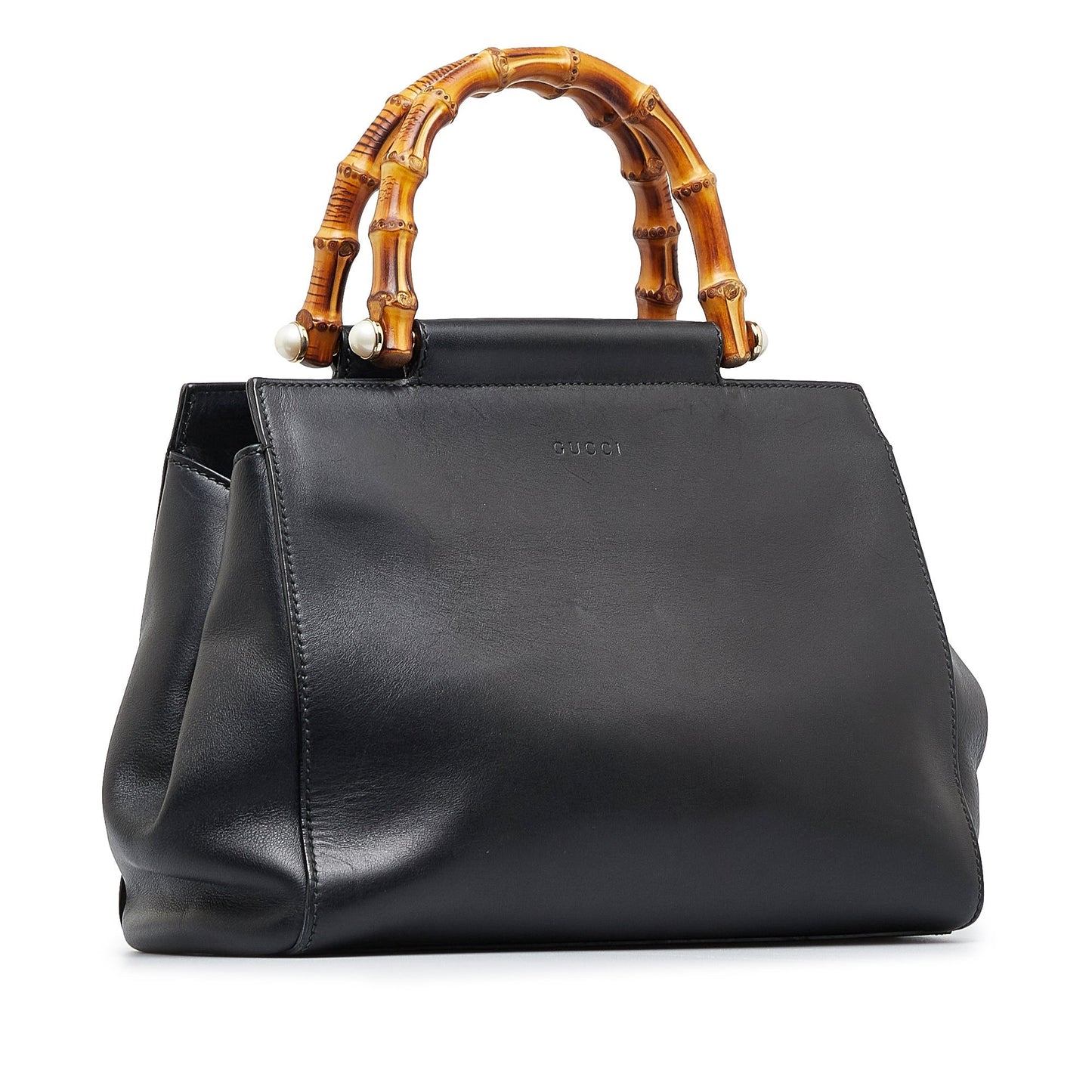 Gucci Bamboo Black Leather Shoulder Bag Style 1