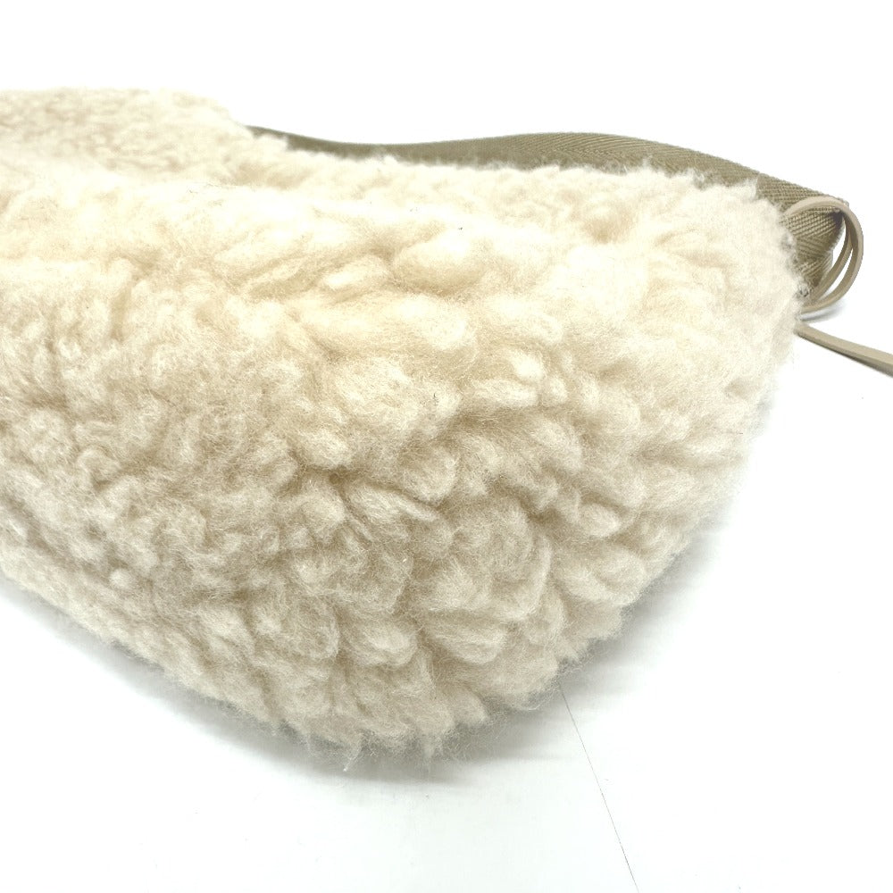 PRADA Handbag Sheep fur beige Triangle logo