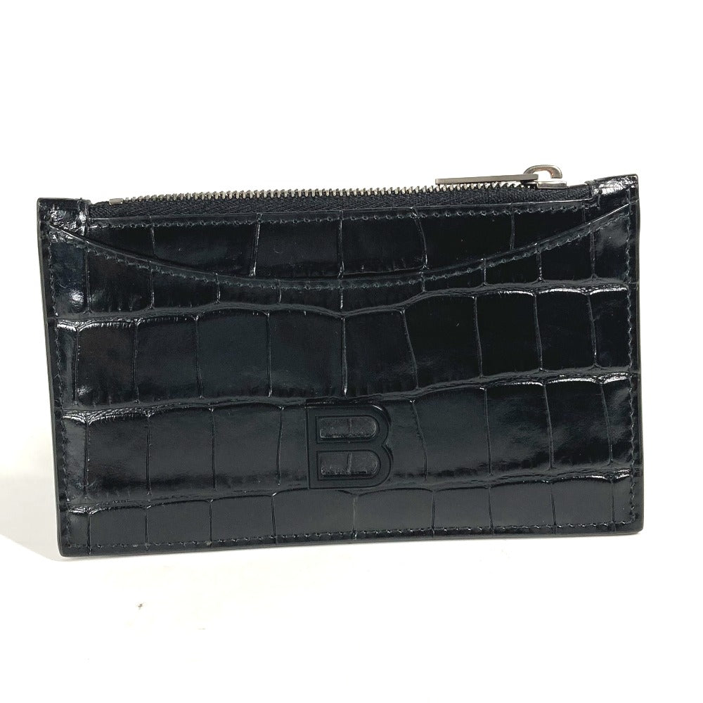 BALENCIAGA Coin case 637371 leather black Hour glass B logo fragment case mens