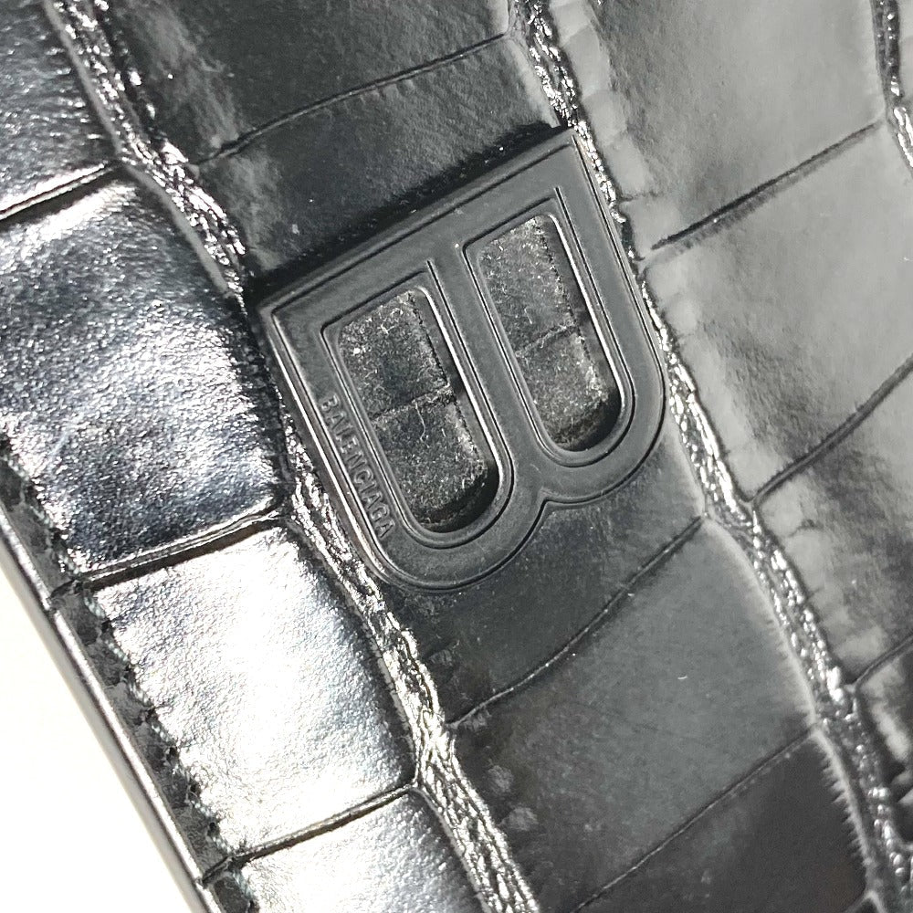 BALENCIAGA Coin case 637371 leather black Hour glass B logo fragment case mens