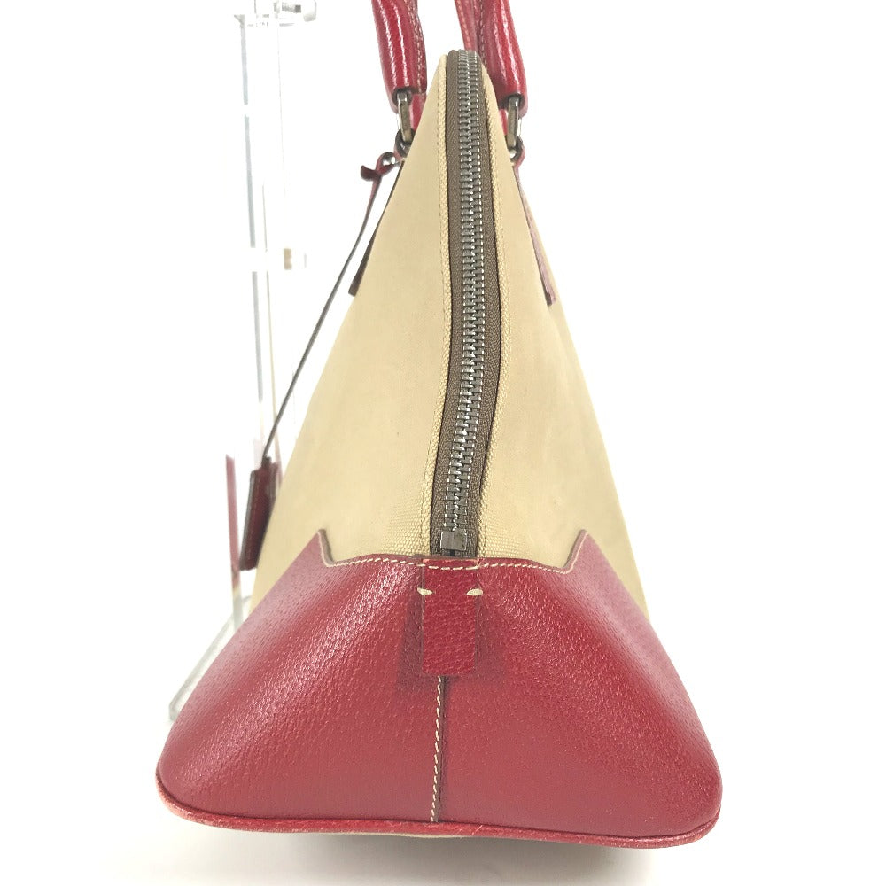 PRADA Shoulder Bag Leather / canvas beige By color Triangle logo plate