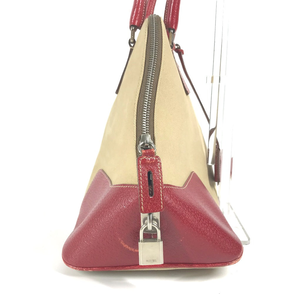 PRADA Shoulder Bag Leather / canvas beige By color Triangle logo plate