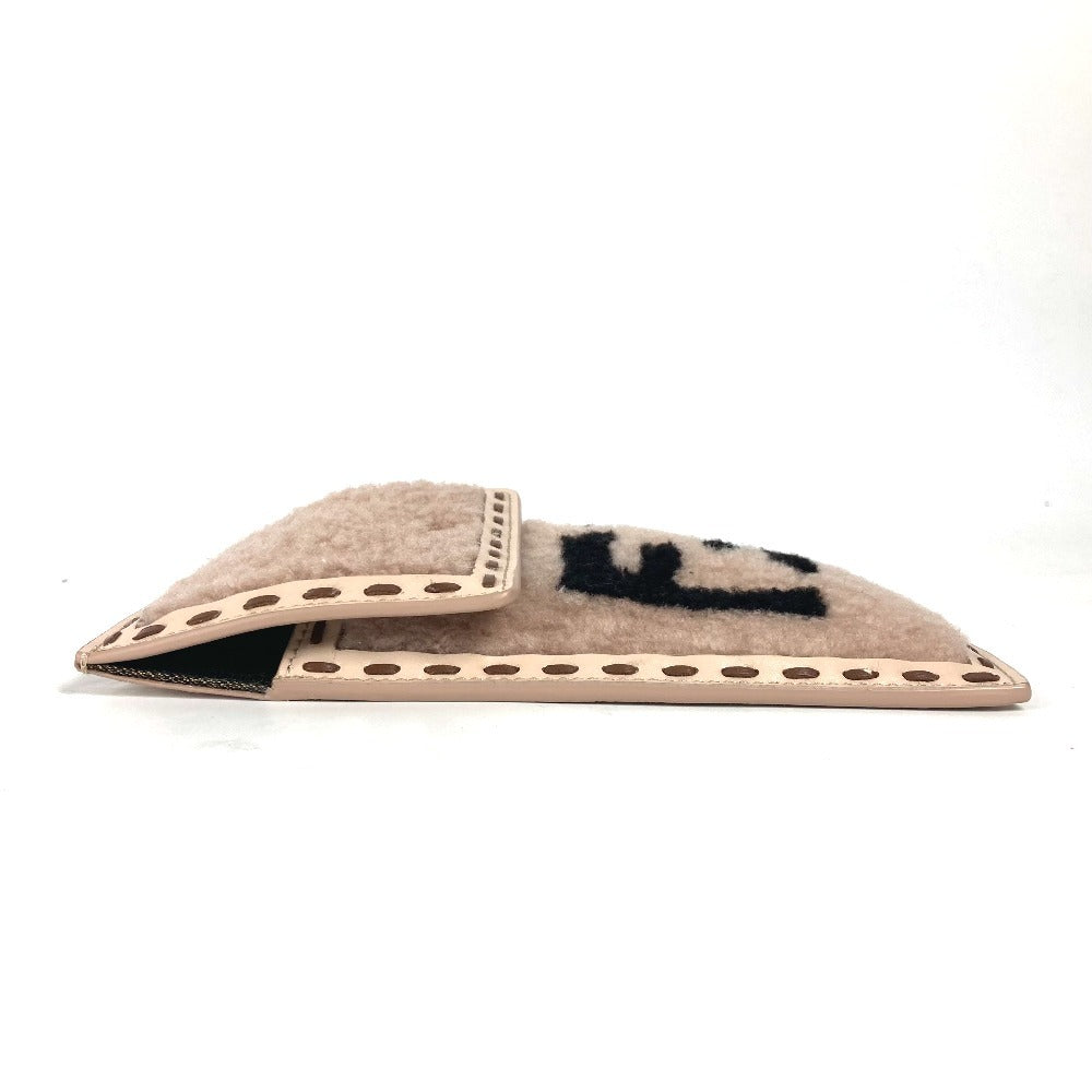 FENDI Pouch 7AS047 Fur, Leather beige Smartphone case phone pouch Women