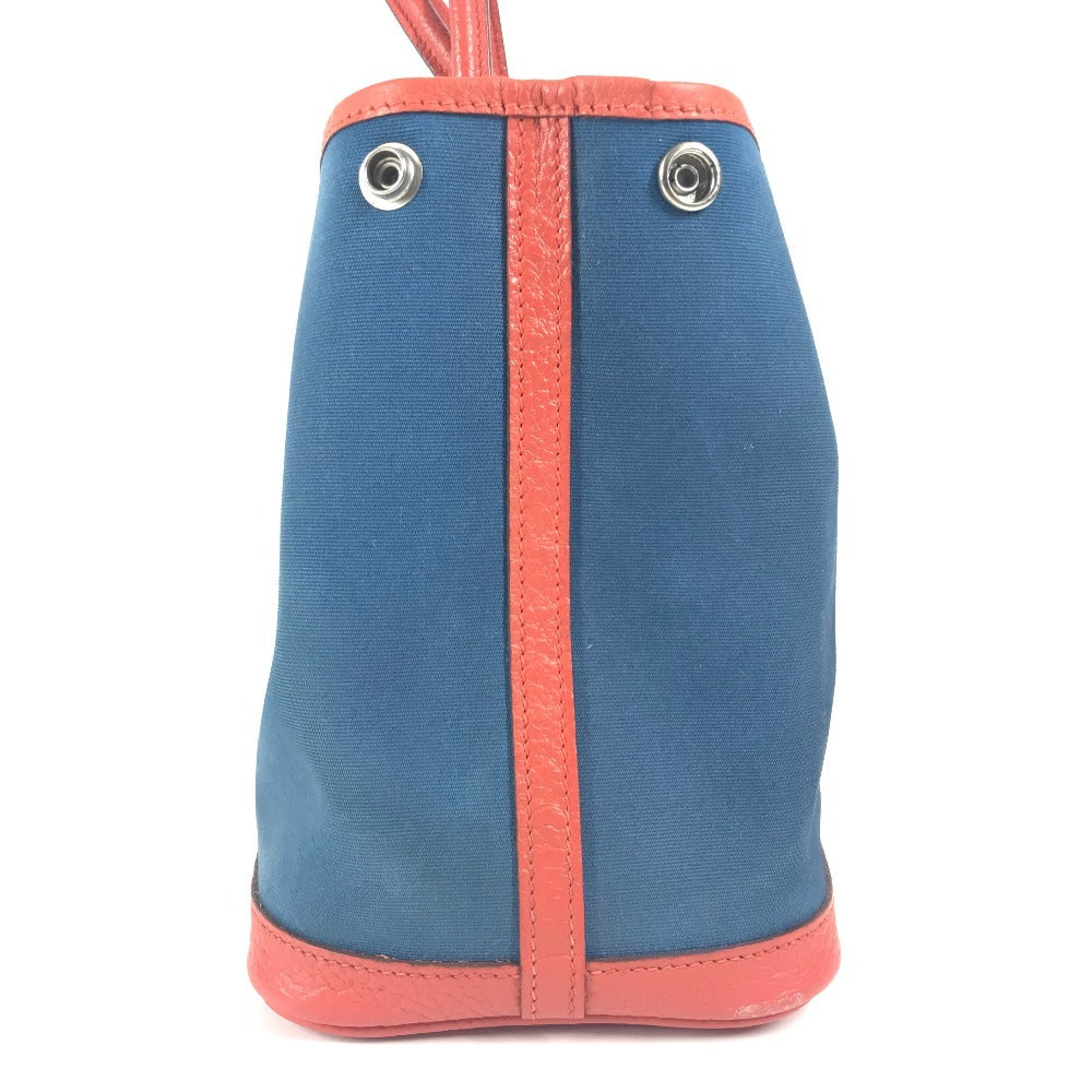 HERMES Tote Bag Leather / canvas blue Garden Party TPM