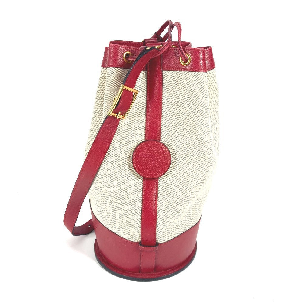HERMES Shoulder Bag Leather / canvas Red Standy