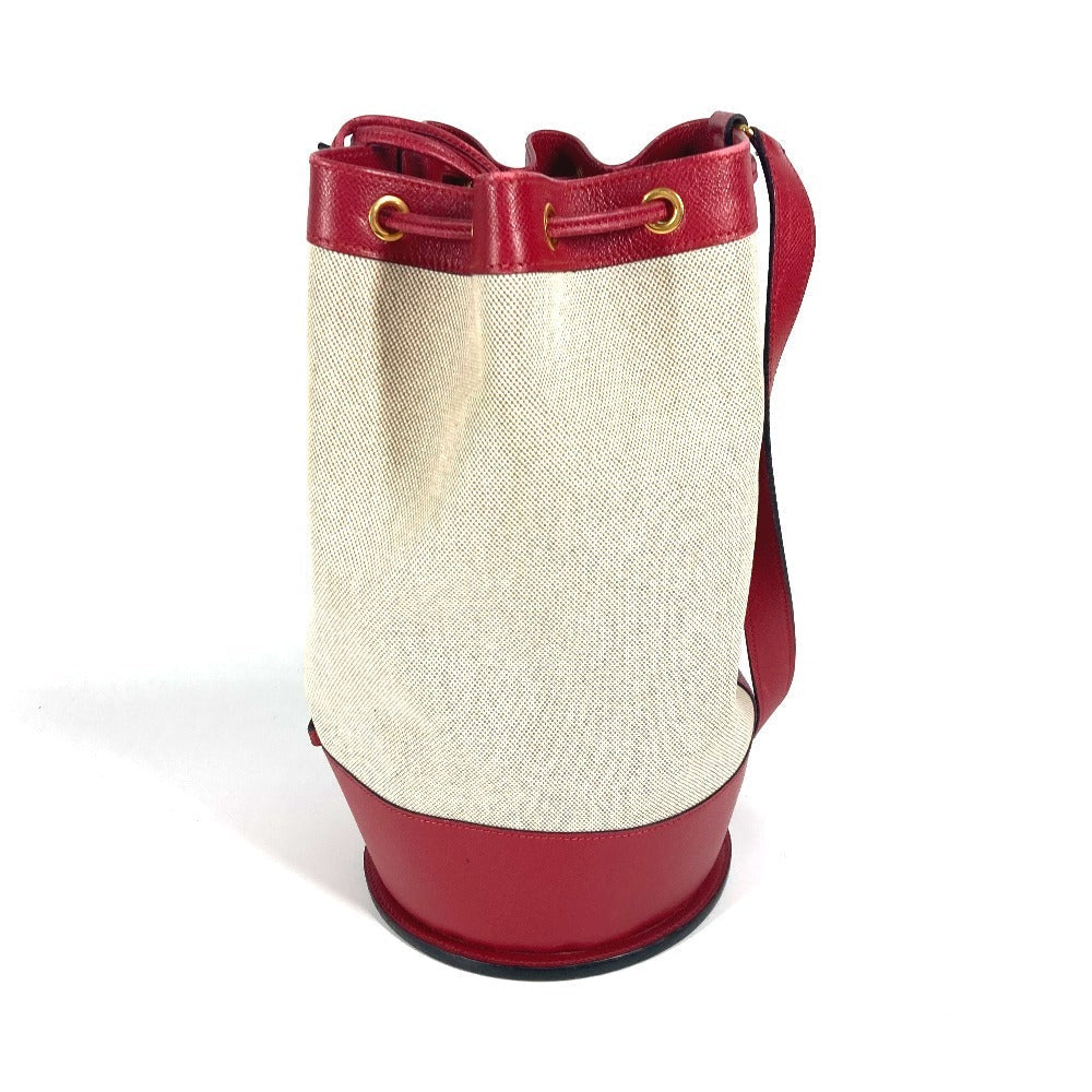 HERMES Shoulder Bag Leather / canvas Red Standy