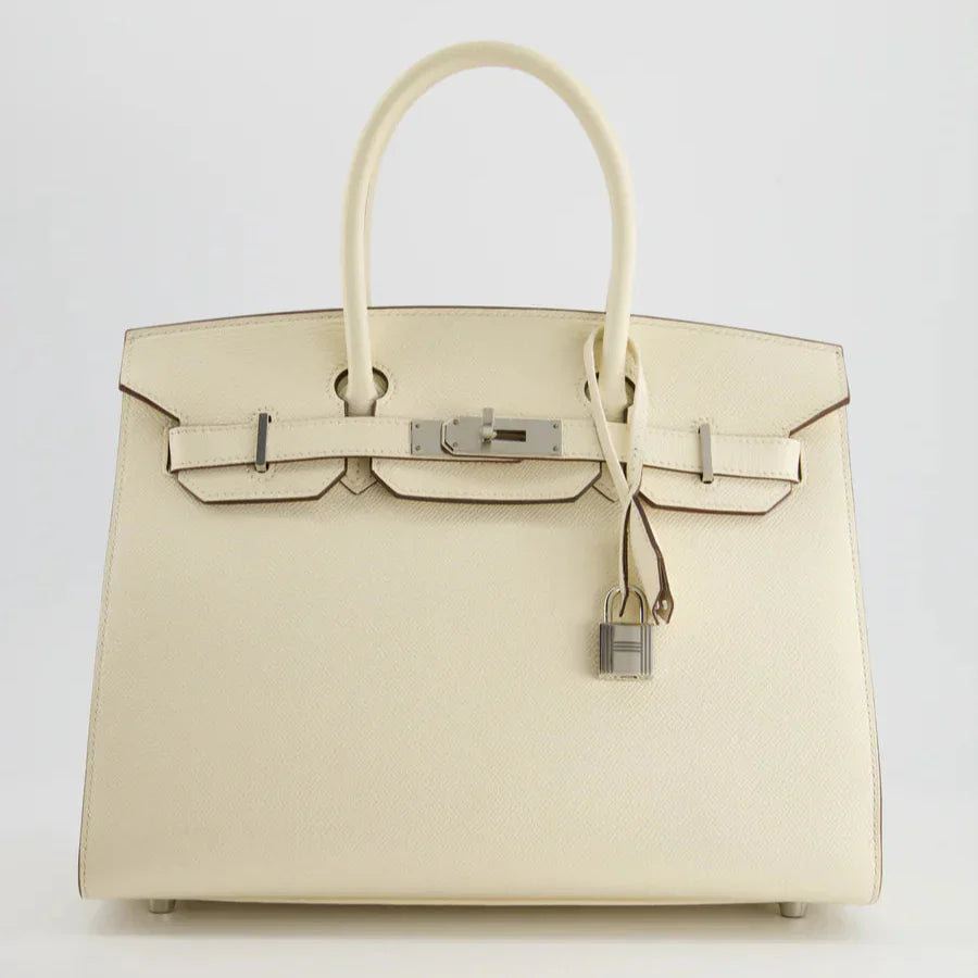 Hermes Birkin 30 Sellier Bag in Nata Epsom Leather With Palladium Hardware