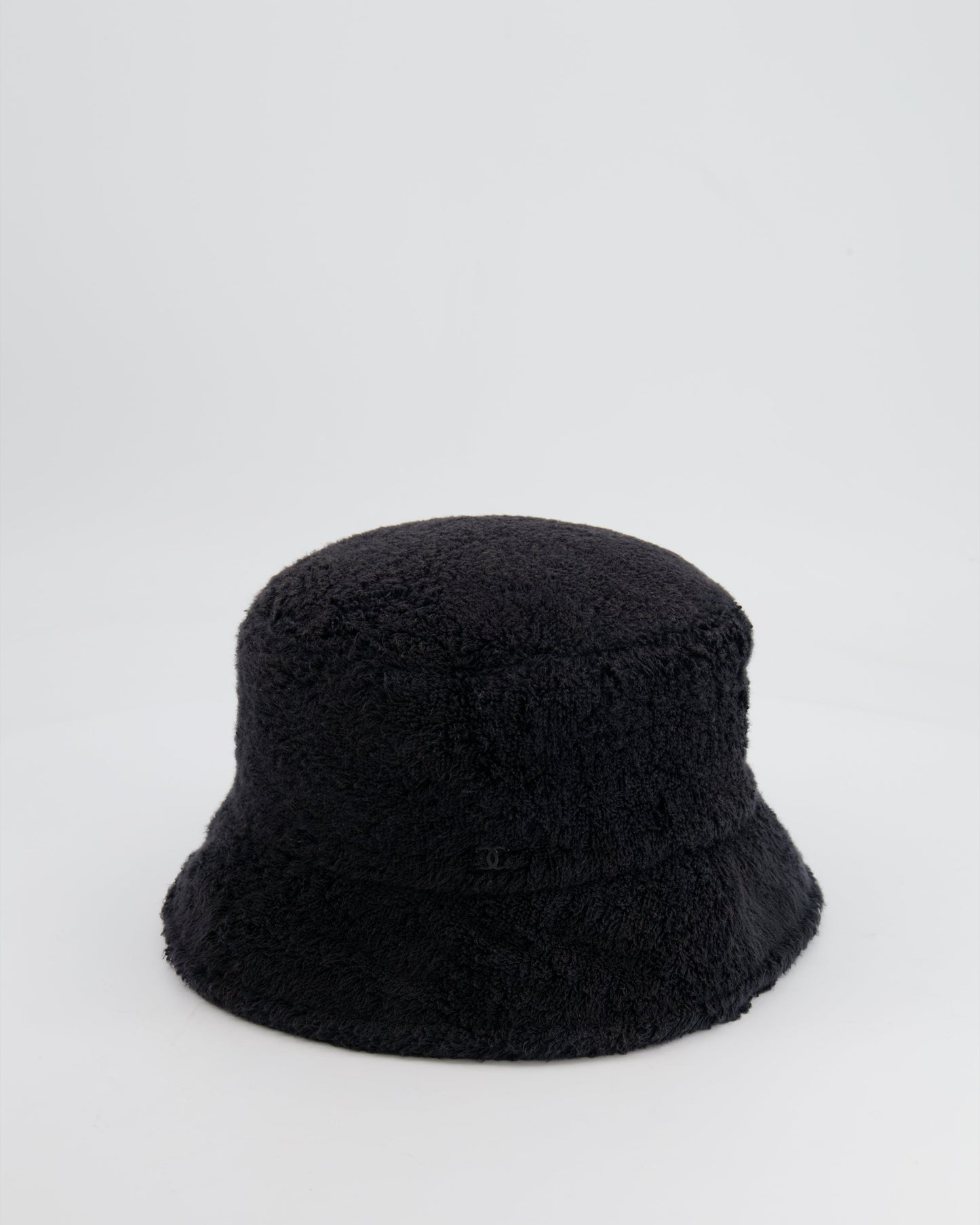 Chanel Black Terry Towelling Bucket Hat with CC Logo Size L Handbag