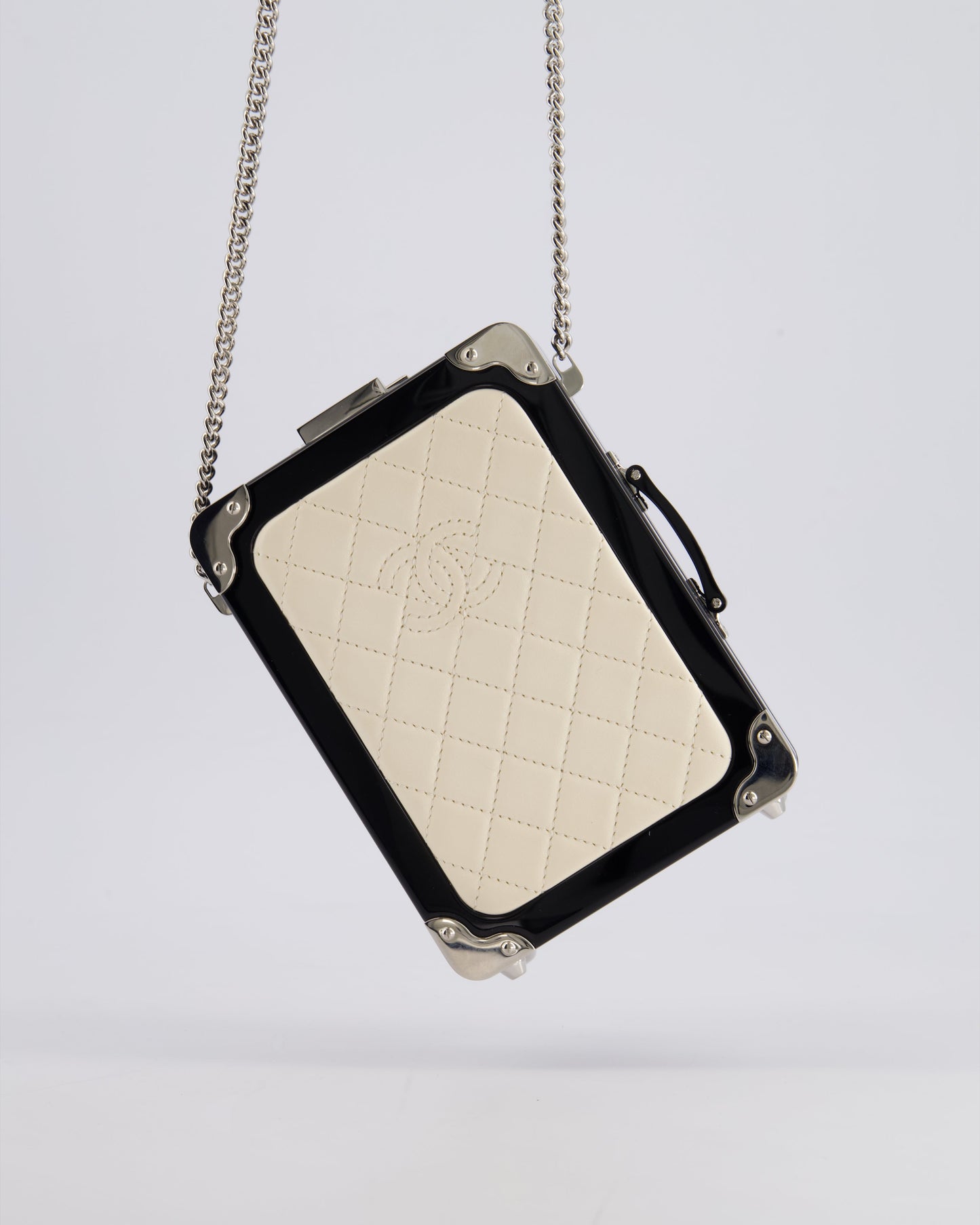*RARE* Chanel 2016 Airlines Evening In The Air Trolley Minaudi?®re Bag with Silver Hardware and Quilted Leather with CC Logo Detail