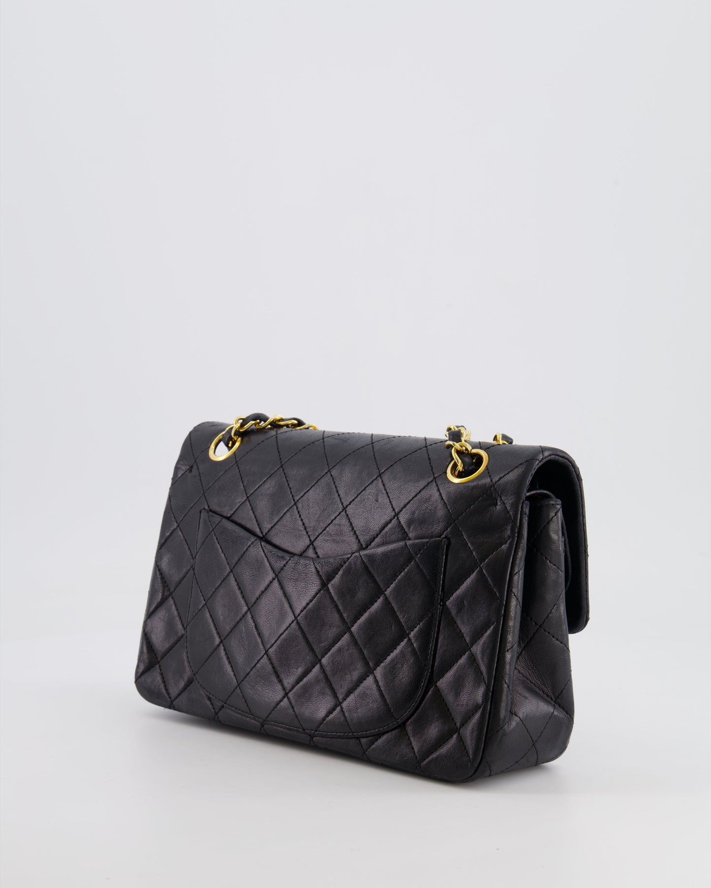 Chanel Black Classic Small Double Flap Bag in Lambskin Leather with 24K Gold Hardware