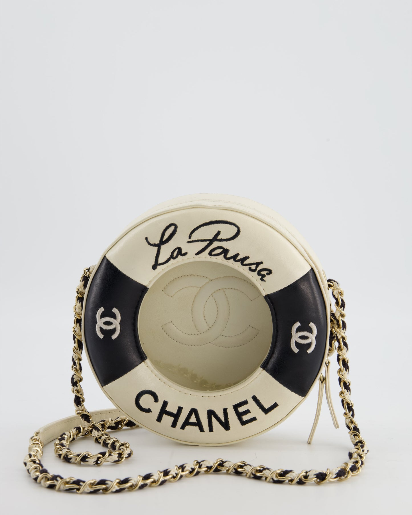 *RARE & FIRE PRICE* Chanel La Pa Coco Lifesaver Bag in Black and White with Champagne Gold Hardware