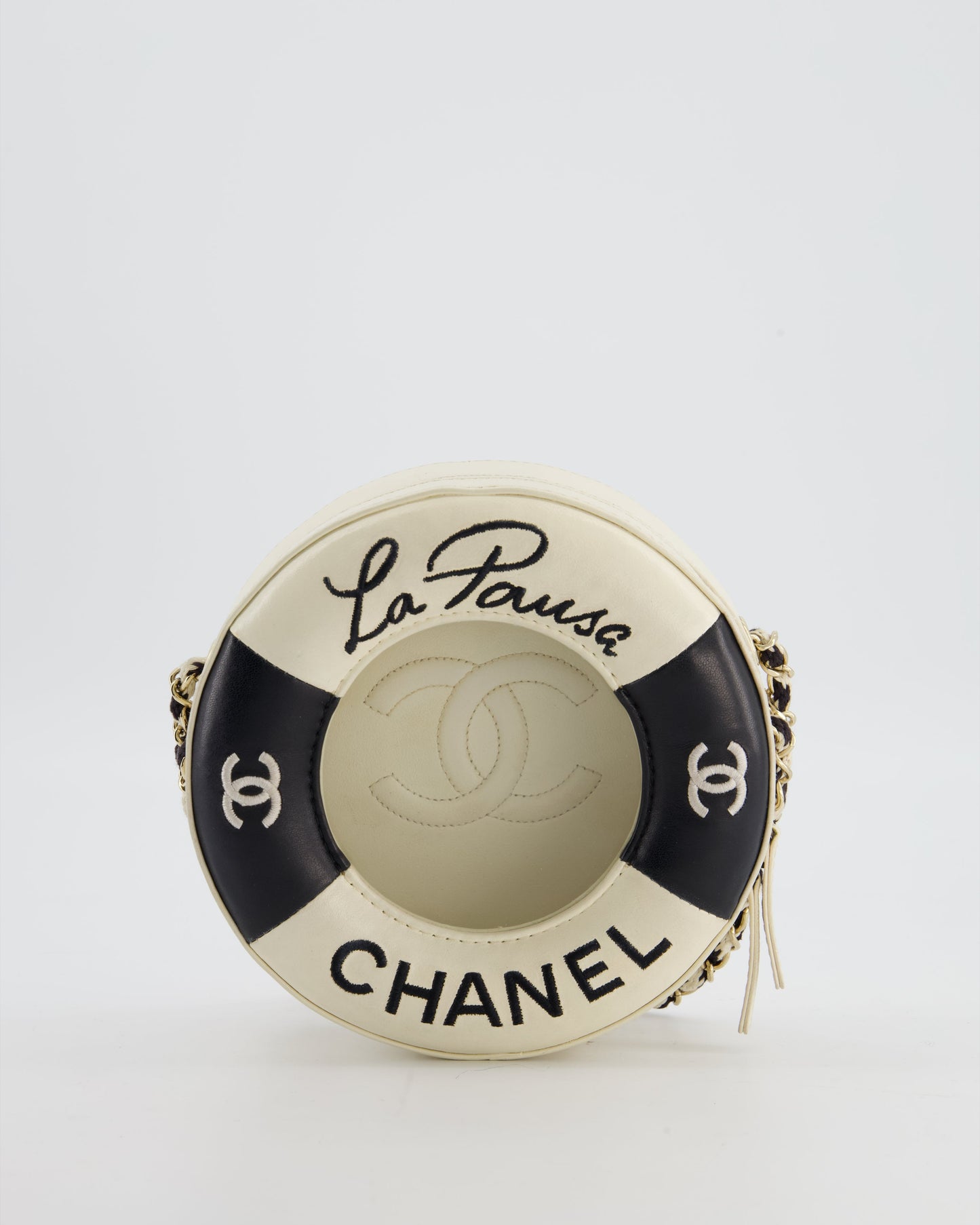*RARE & FIRE PRICE* Chanel La Pa Coco Lifesaver Bag in Black and White with Champagne Gold Hardware