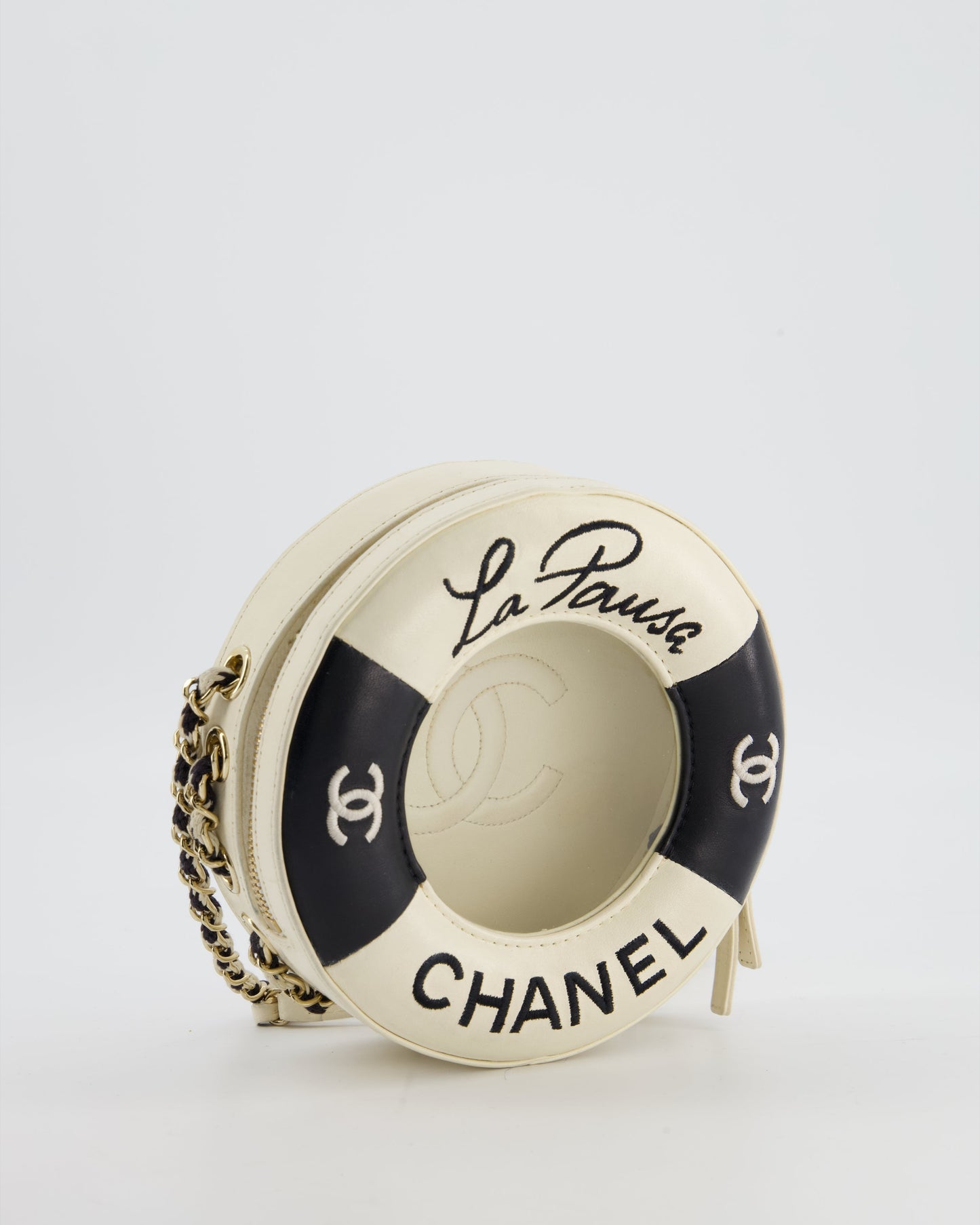 *RARE & FIRE PRICE* Chanel La Pa Coco Lifesaver Bag in Black and White with Champagne Gold Hardware