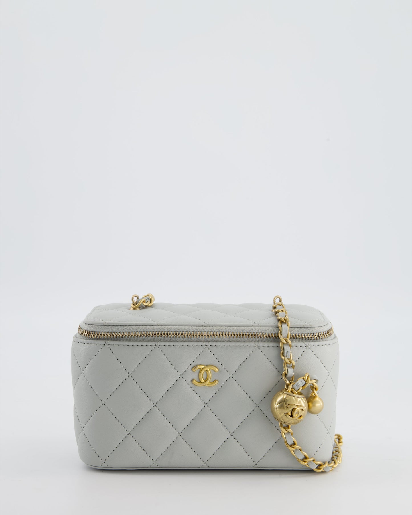 *HOT* Chanel Pastel Blue Coco Crush Vanity Bag in Lambskin Leather with Antique Gold Hardware