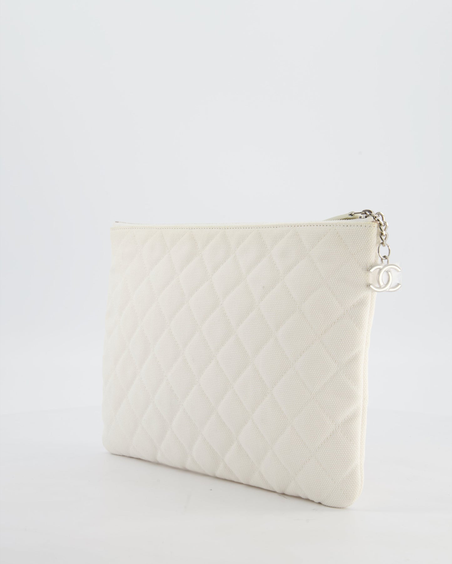 Chanel SS17 Coco Cuba White Pouch in Canvas with CC Logo Clutch