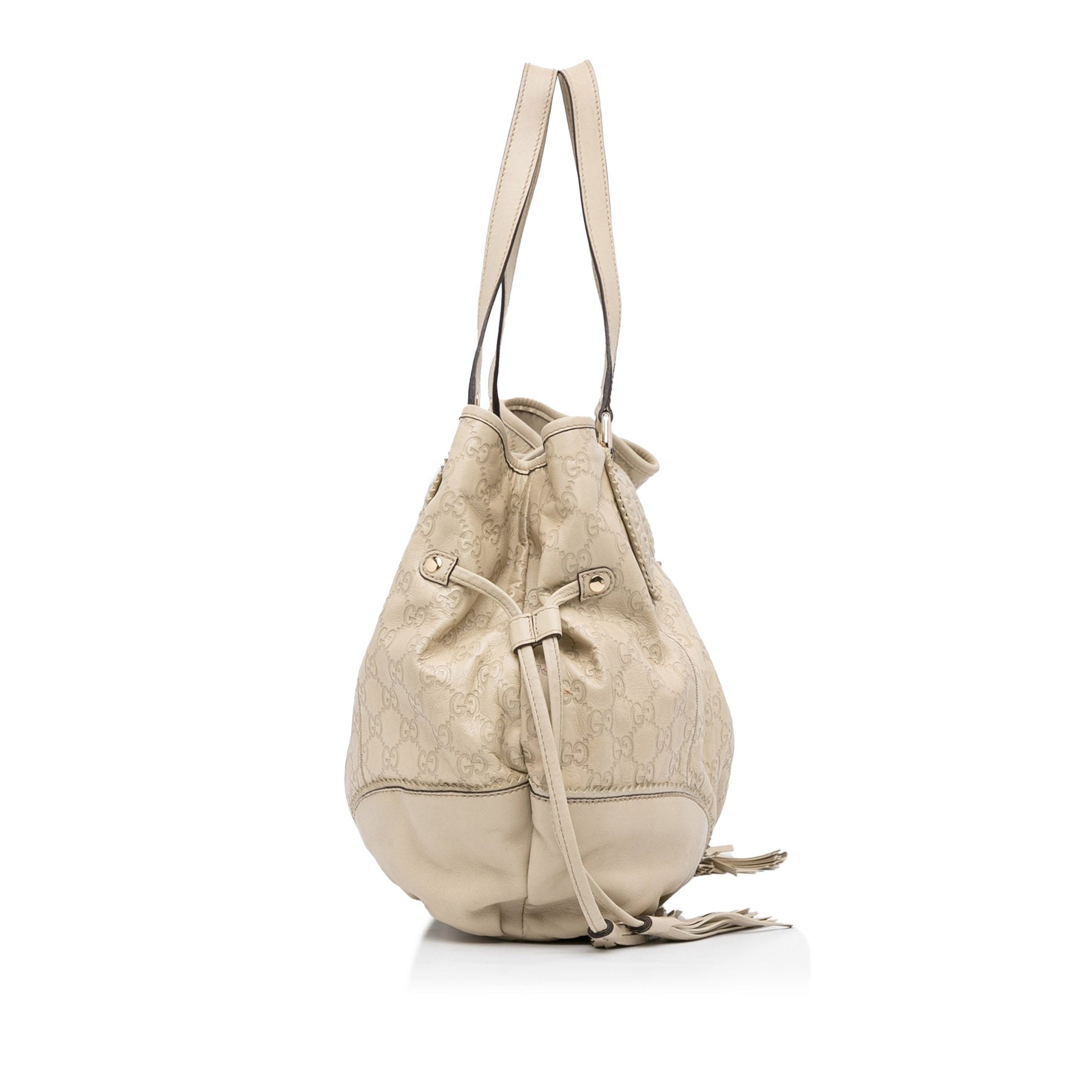 Gucci Guccissima White Leather Tote Style 3