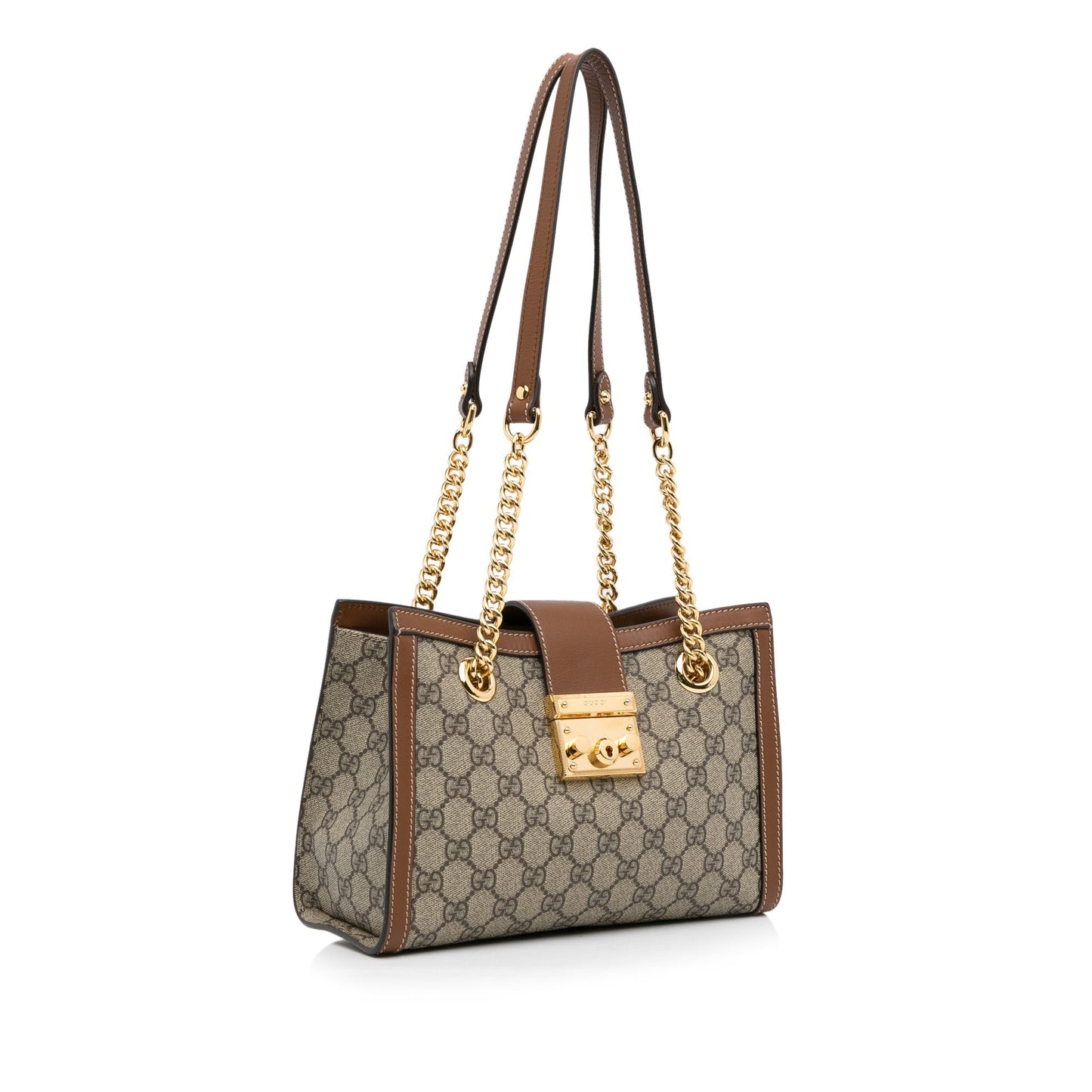 Gucci GG Supreme Brown Leather Chain Tote Style 2