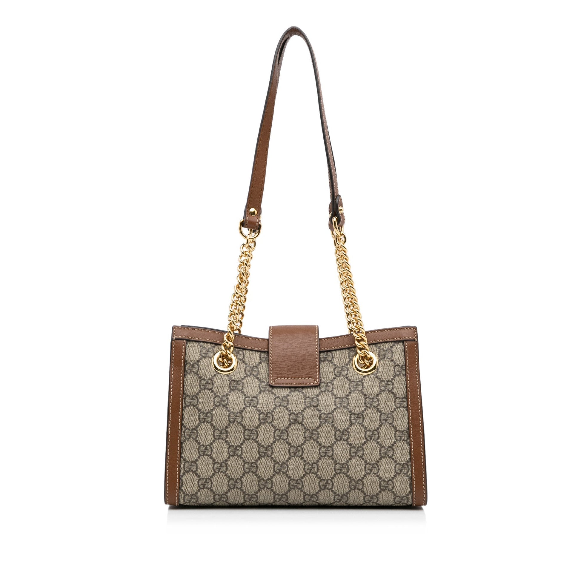 Gucci GG Supreme Brown Leather Chain Tote Style 2