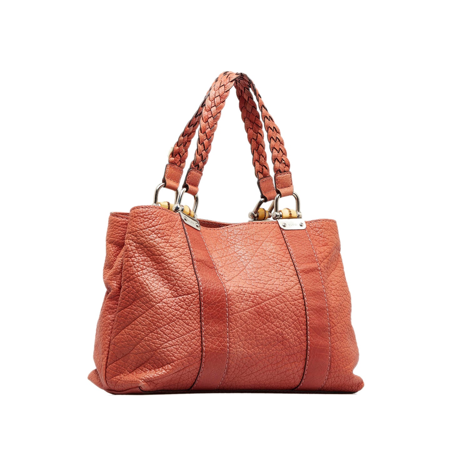 Gucci Bamboo Orange Leather Tote Style 2