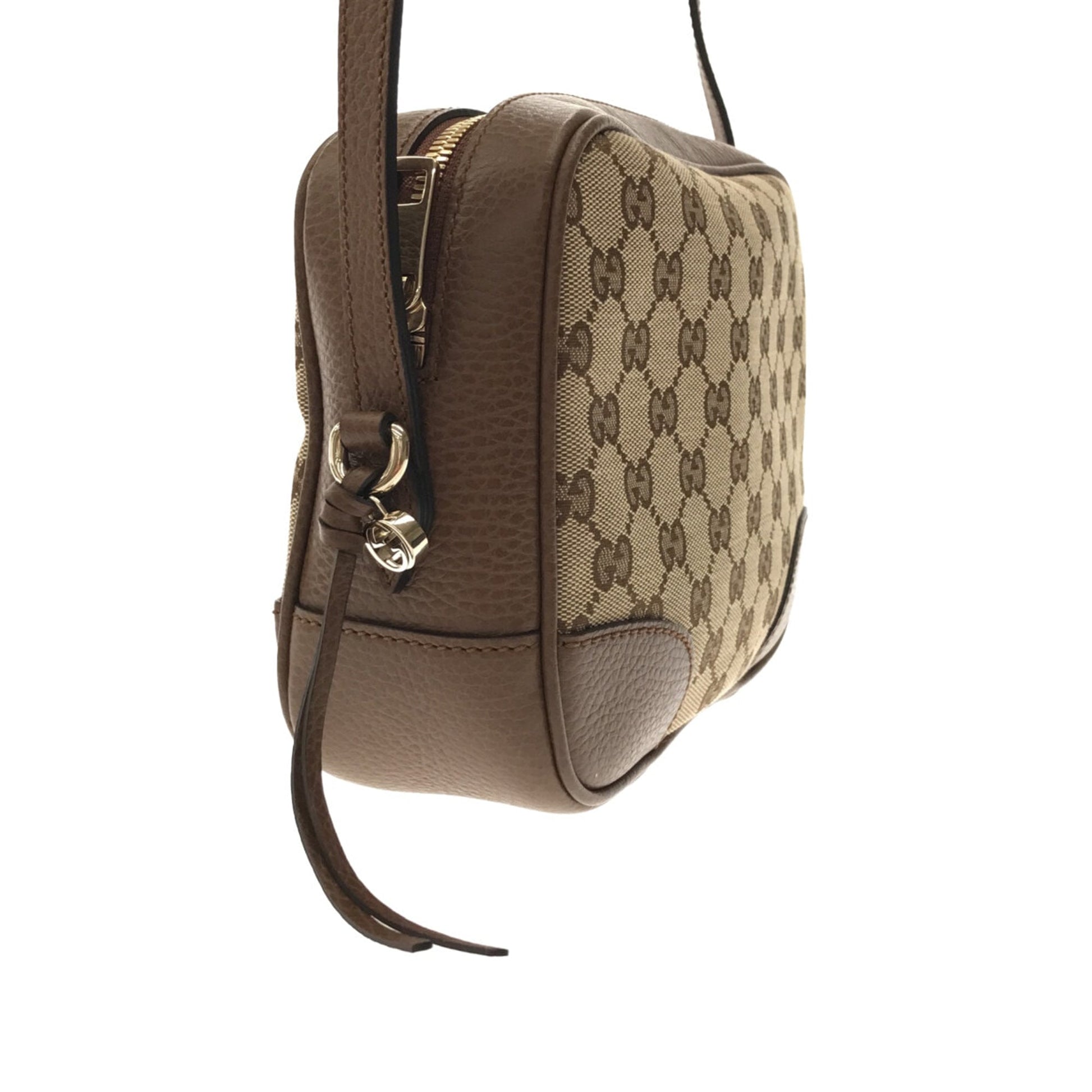 Gucci Brown Leather Canvas Crossbody Style 2