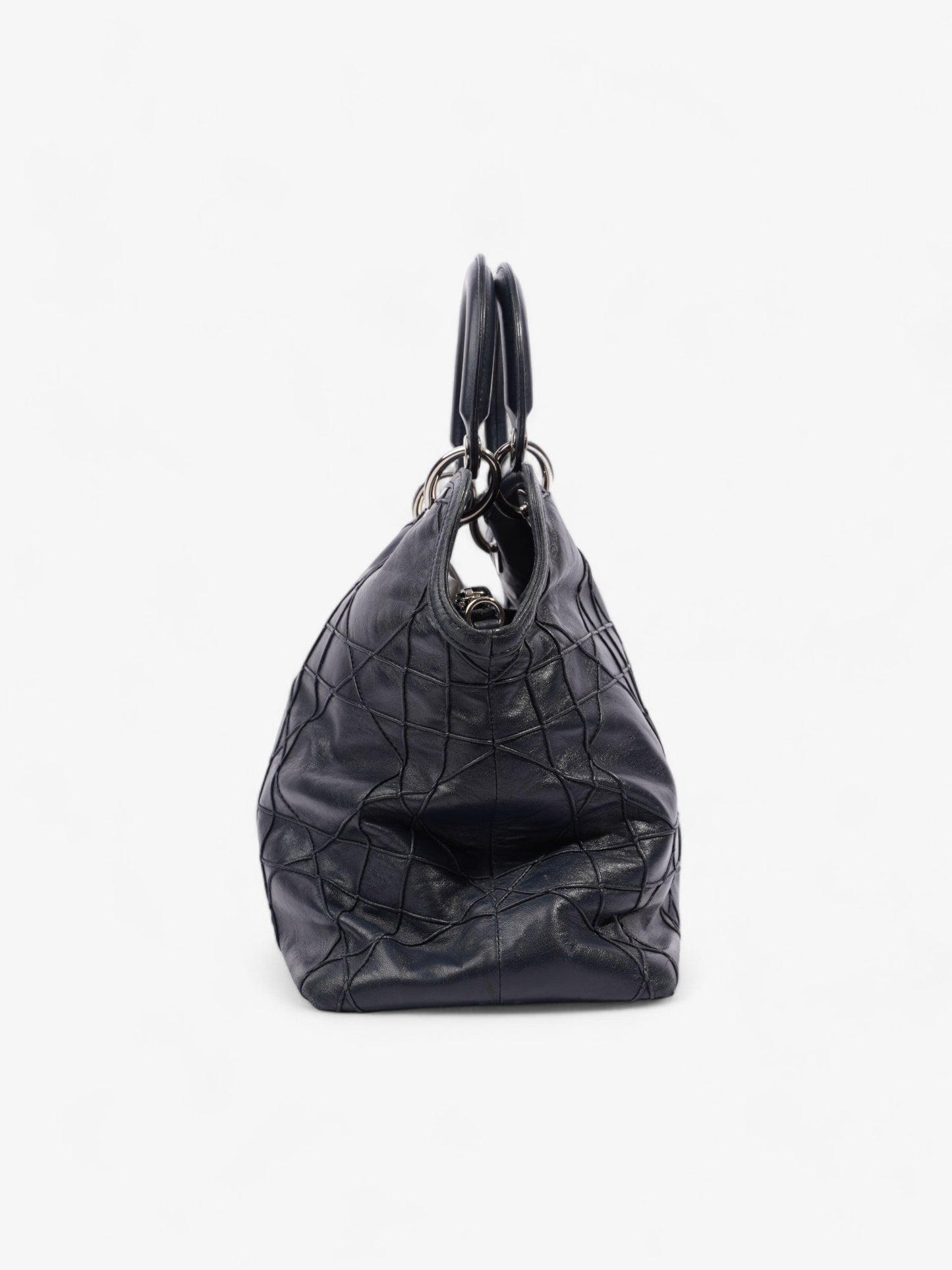 Christian Dior Granville Bag Navy Blue Leather Medium