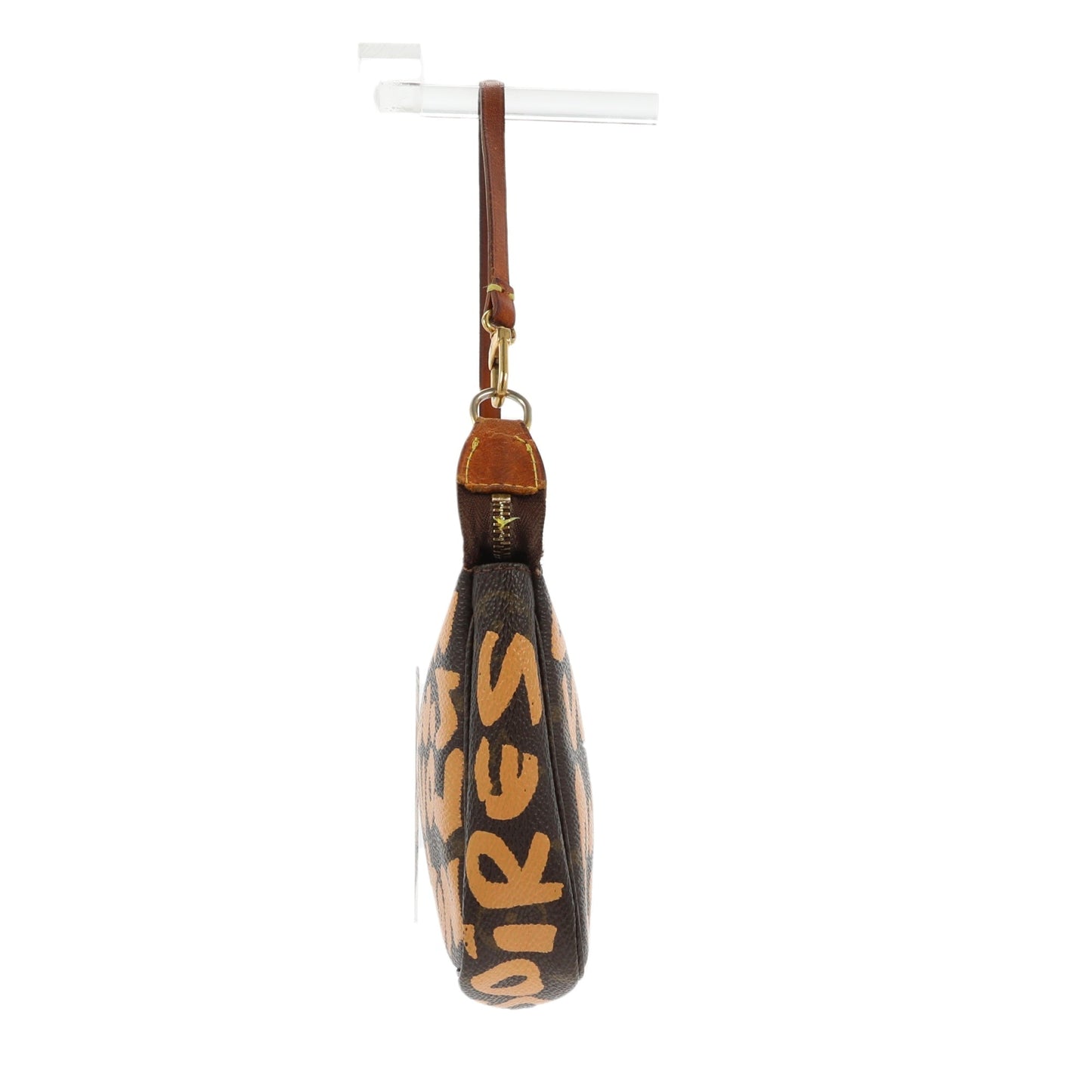 LOUIS VUITTON X Stephen Spro Limited Edition Graffiti Pochette Accessorie bag in brown canvas