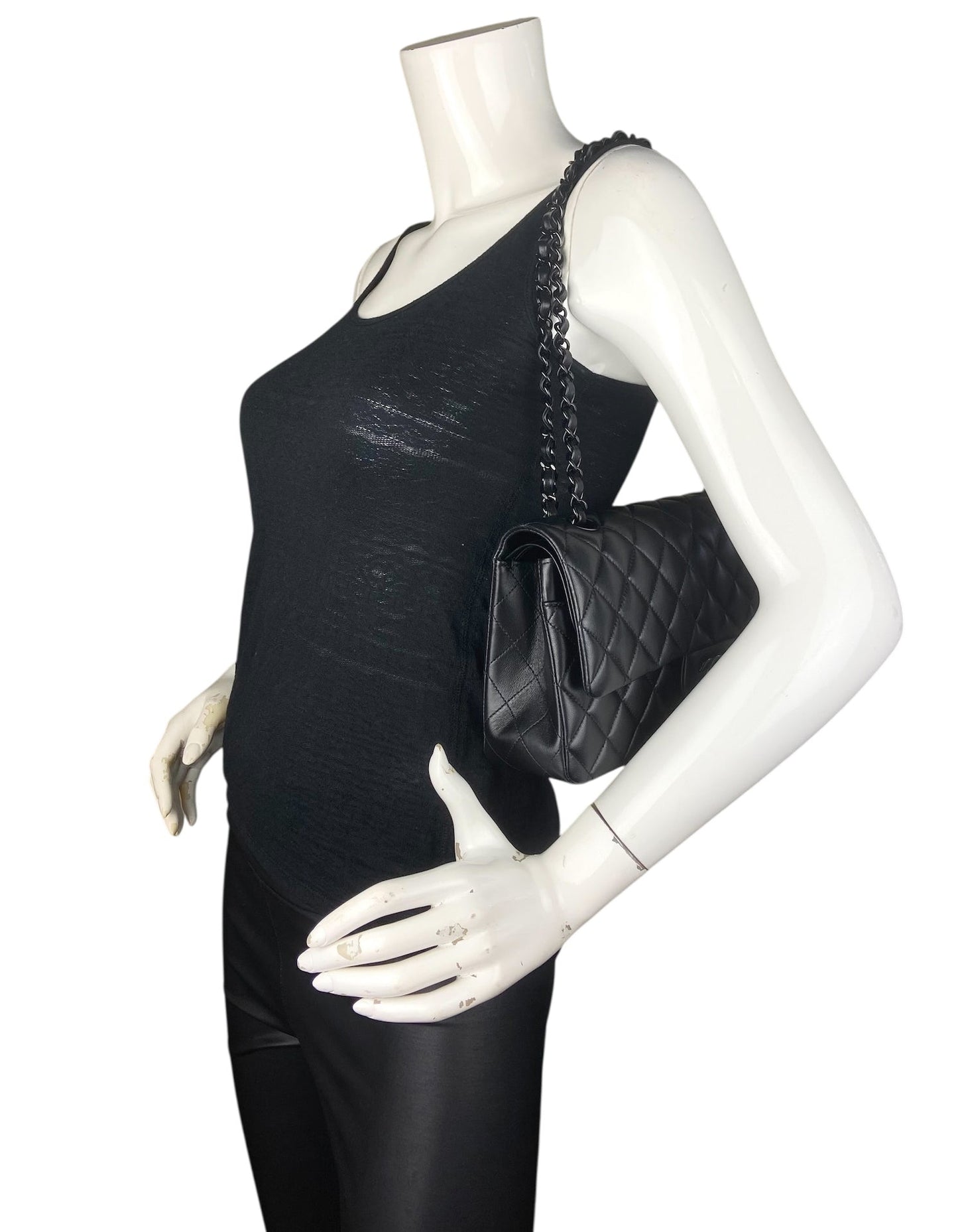 Chanel 2025 SO BLACK Lambskin Medium Double Flap Bag