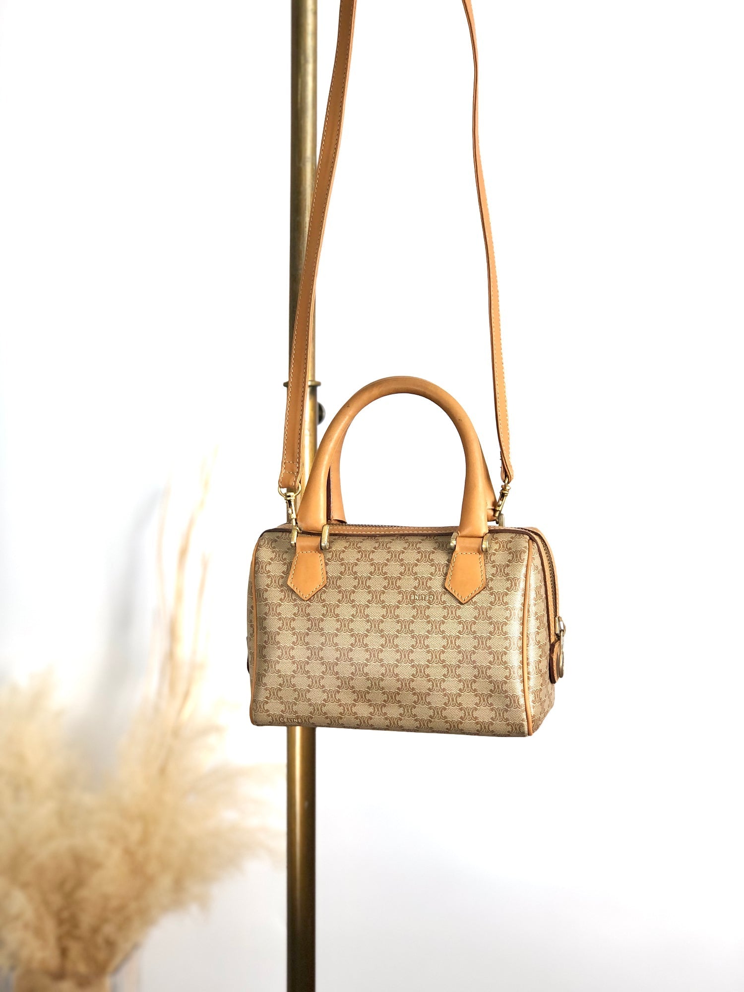 CELINE Macadam Two-way Small Handbag Shoulder bag Beige v4cuzg