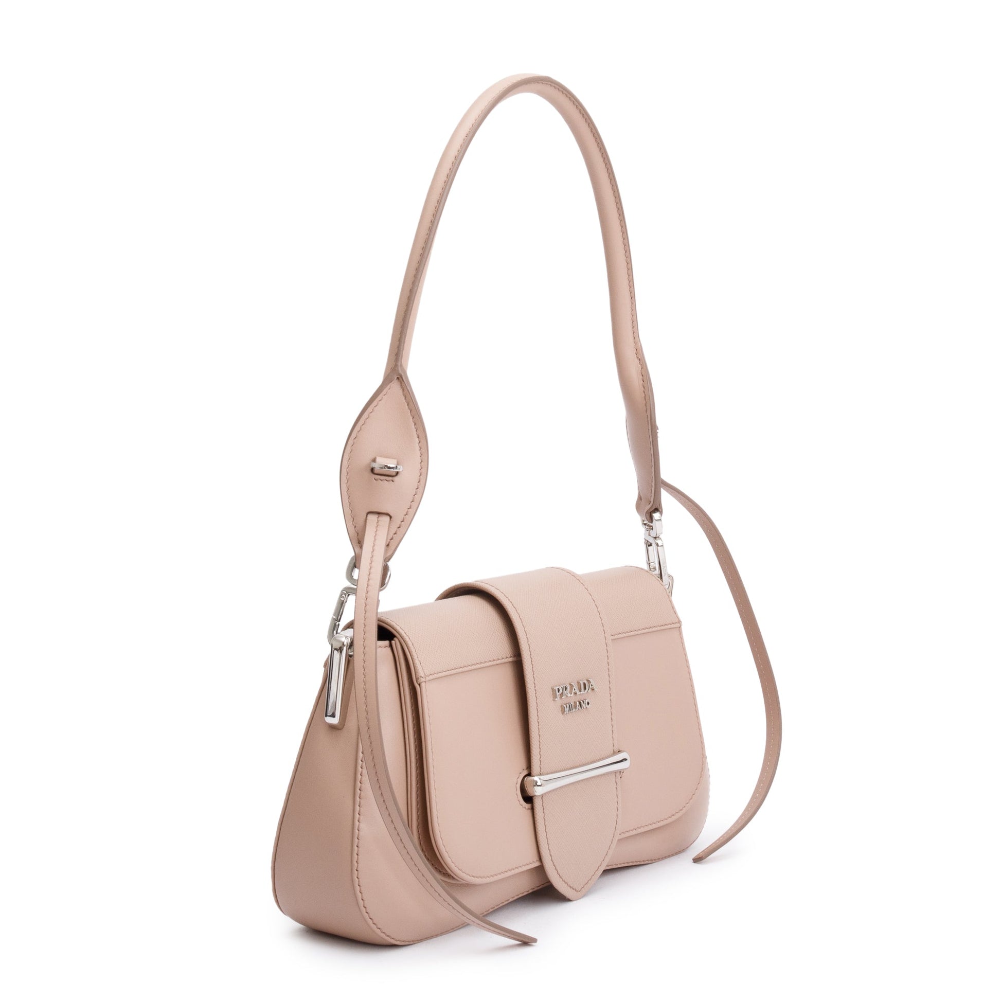 Prada 2020 Beige City Calf Saffiano Sidonie Shoulder Bag