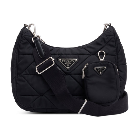 Prada 2021 Black Padded Re-Nylon Shoulder Bag