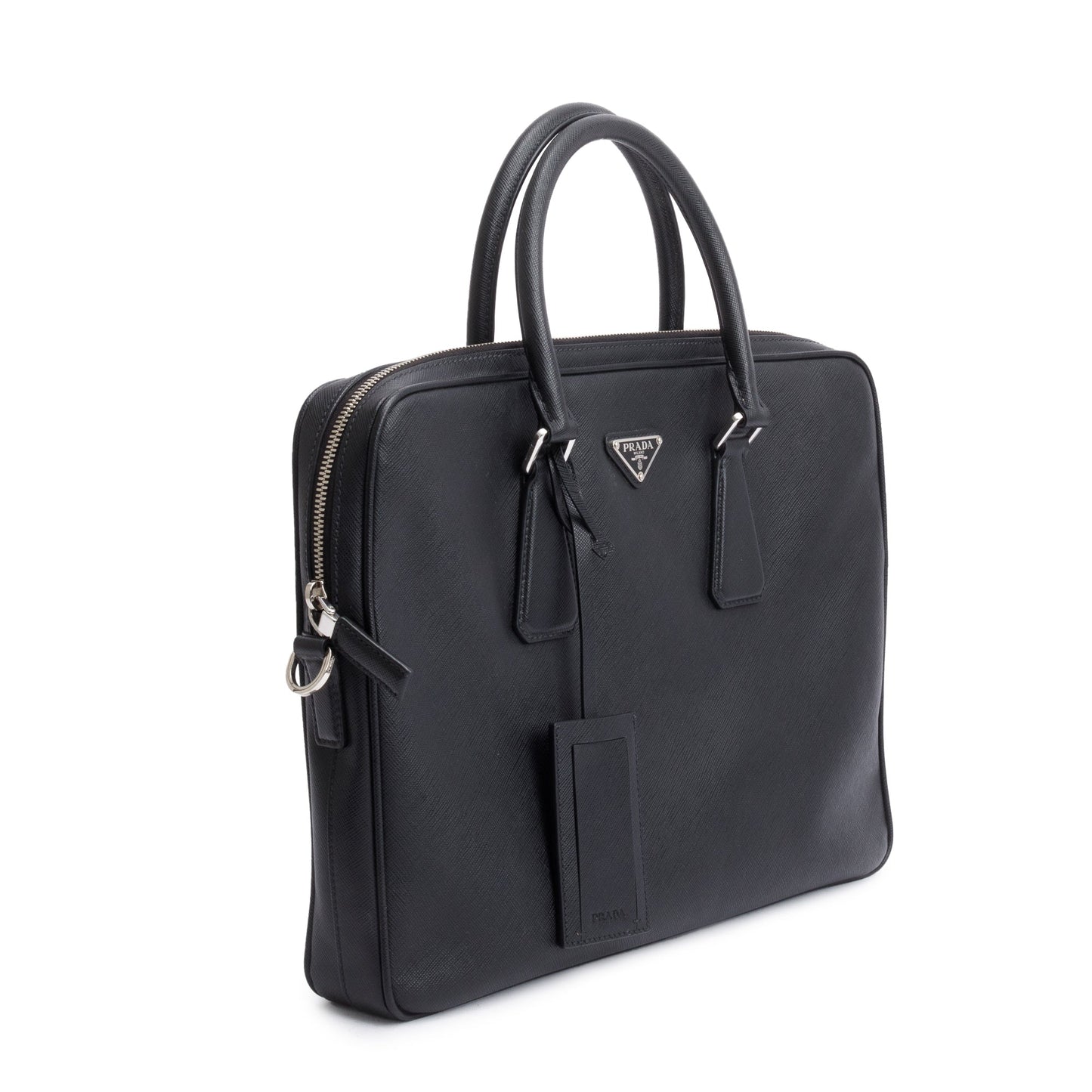 Prada 2021 Black Saffiano Travel Briefcase