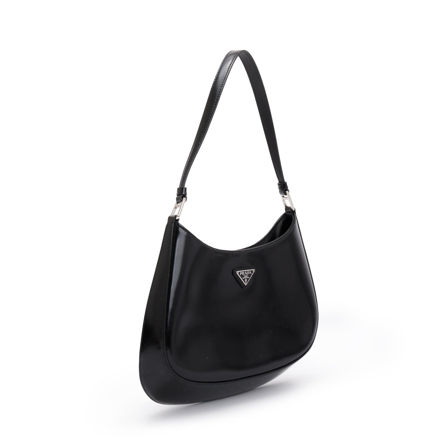 Prada 2021 Black Spazzolato Leather Cleo Bag