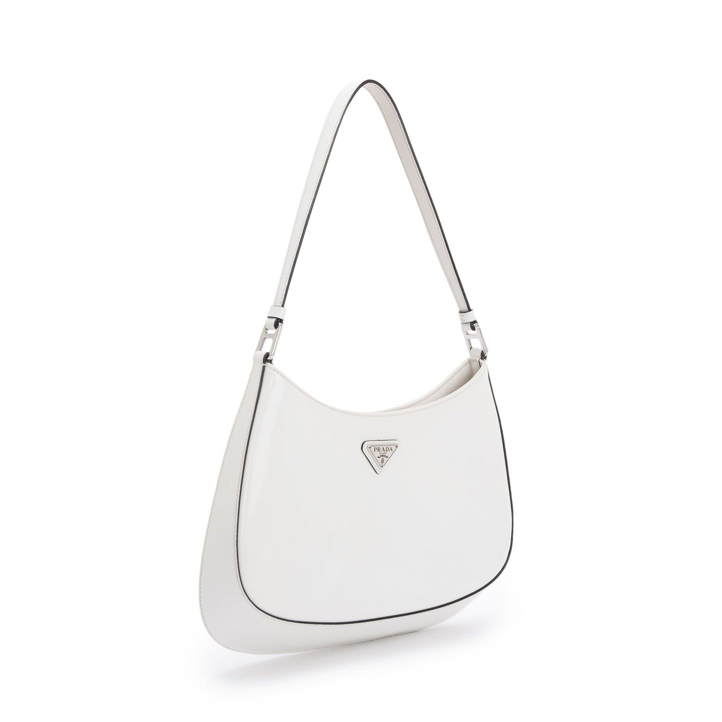 Prada 2021 White Spazzolato Leather Cleo Bag