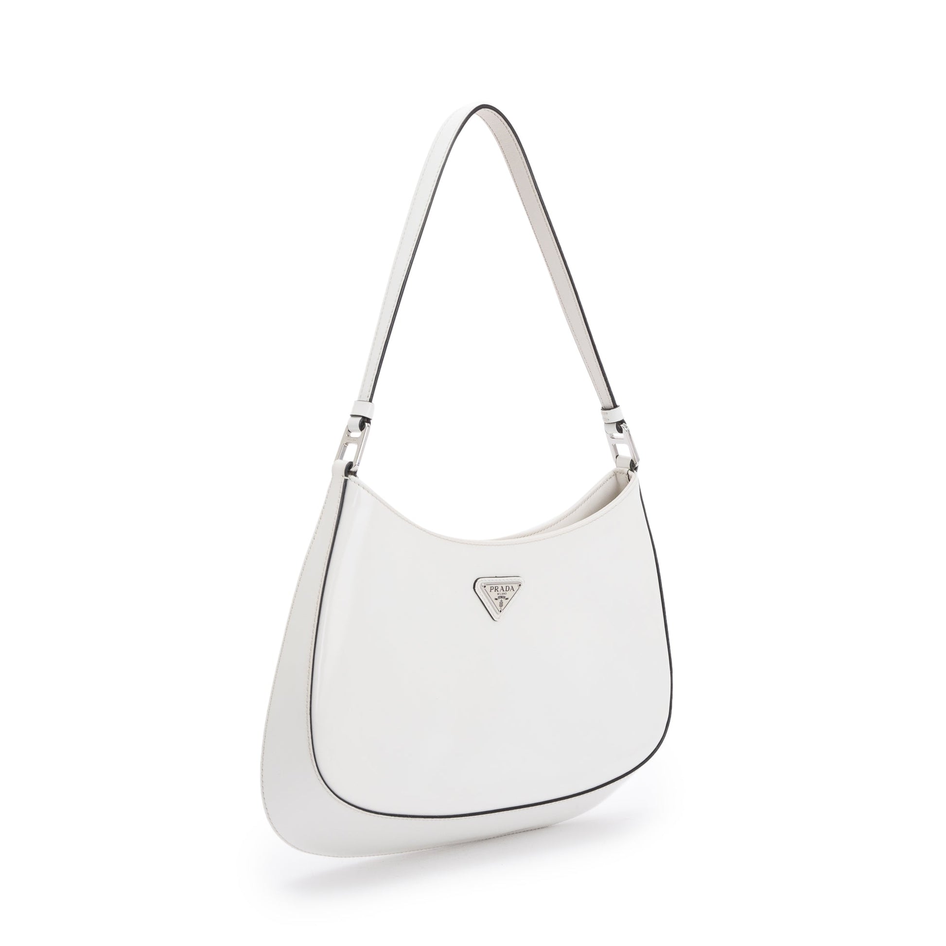 Prada 2021 White Spazzolato Leather Cleo Bag