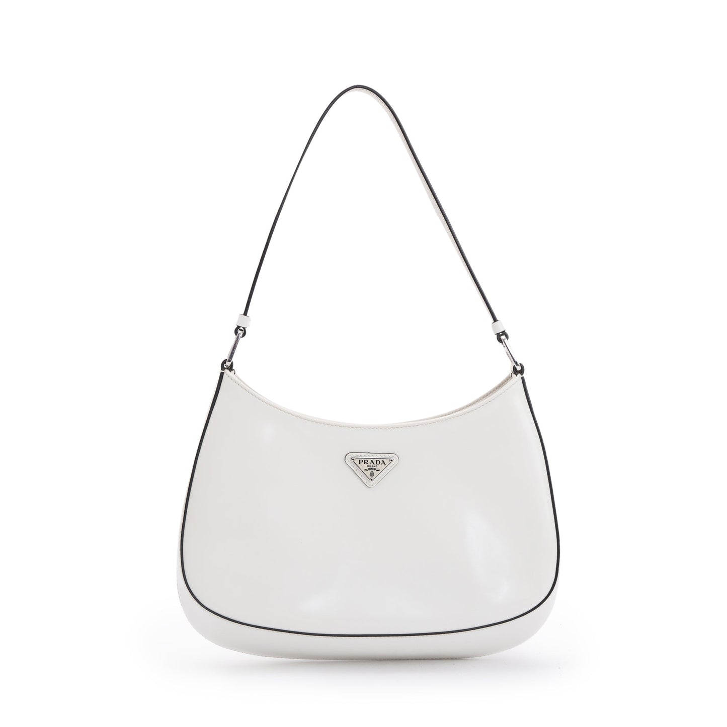Prada 2021 White Spazzolato Leather Cleo Bag