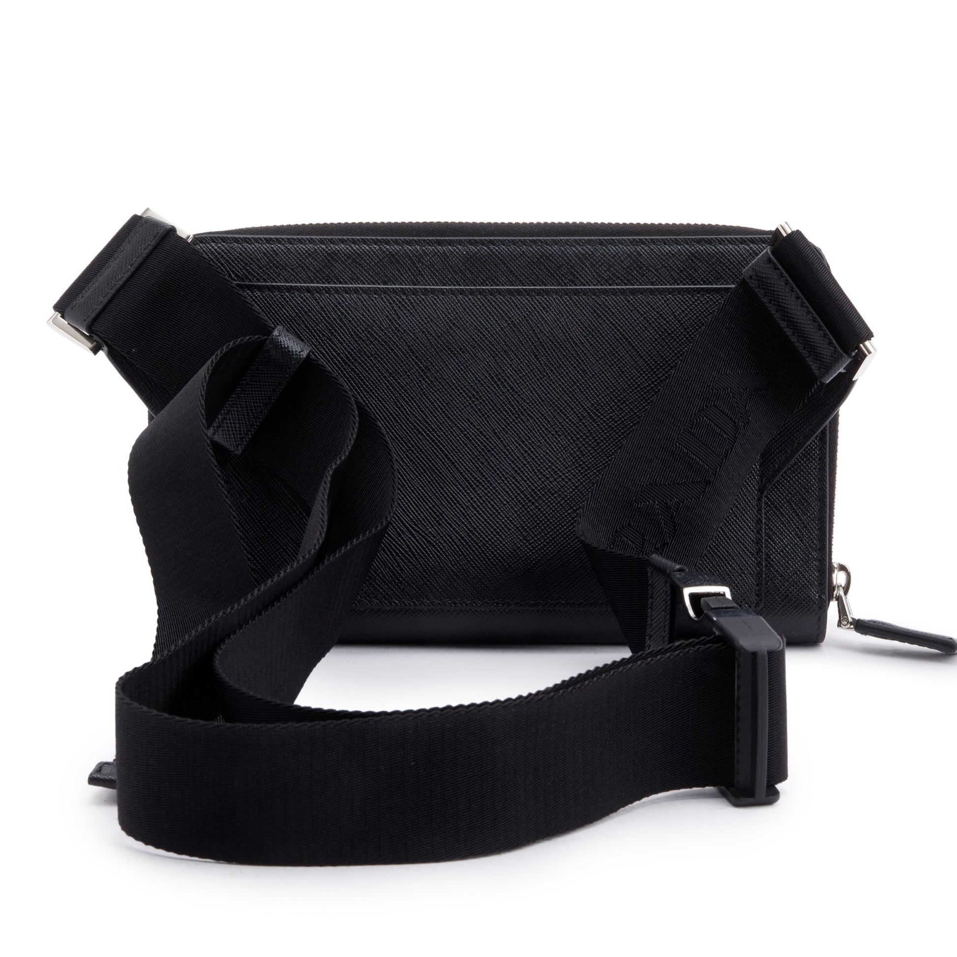 Prada 2022 Black Saffiano Travel Leather Belt Bag